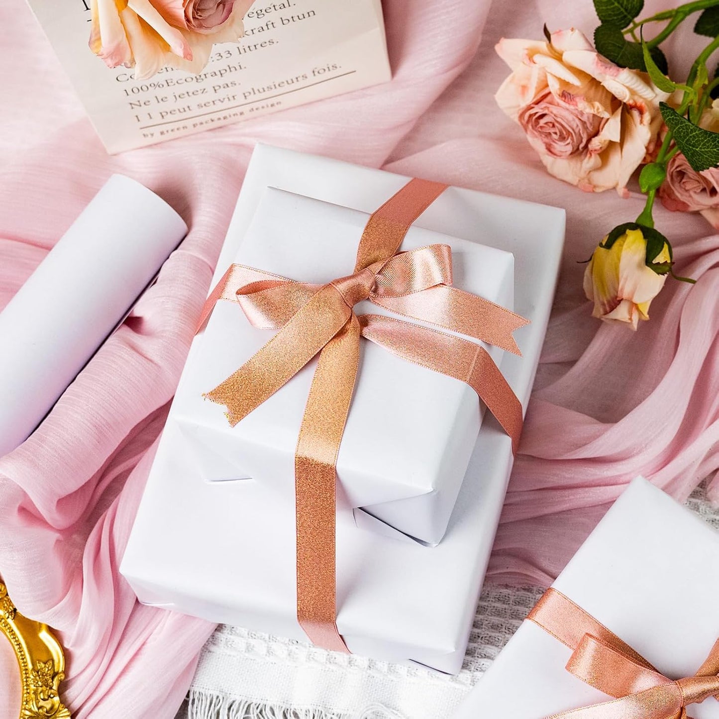 Garbendy Gift Wrapping Paper Roll-Solid Color Pearly-Lustre Paper,Perfect for Wedding, Valentine's Day,Birthday, Christmas,Baby Shower, Party - 17 Inch X 33 Feet