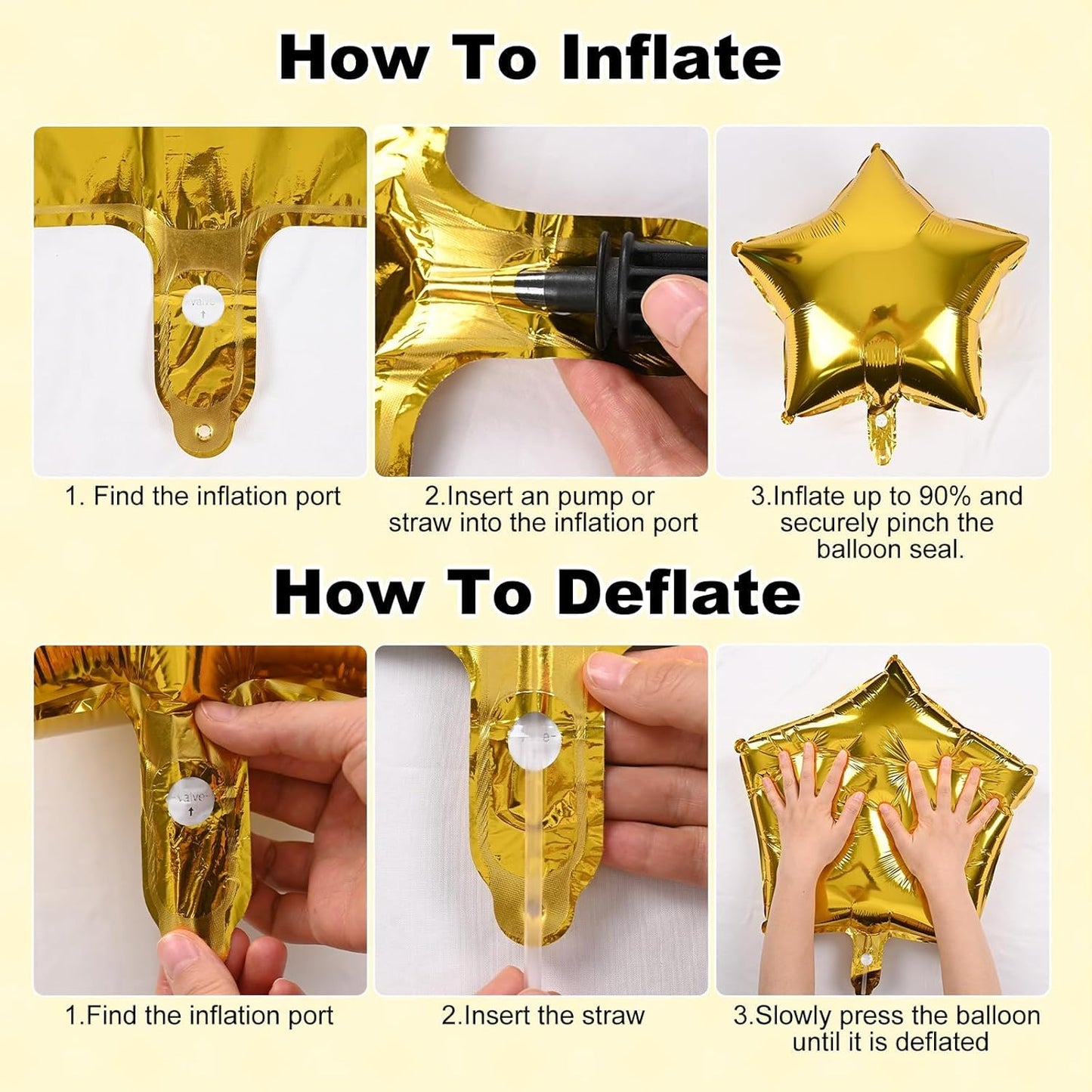 Gold Happy Birthday Balloon Banner, 16 Inch Mylar Foil Letter Balloons, Reusable Birthday Decorations with Gold Star Foil Balloons, Inflatable Party Supplies for Men Women Boys Girls Decorations