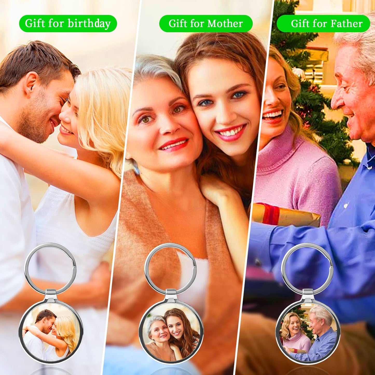 Double Side Custom Keychain with Picture Personalized Engraving Photo Text Customized Gifts for Men Women