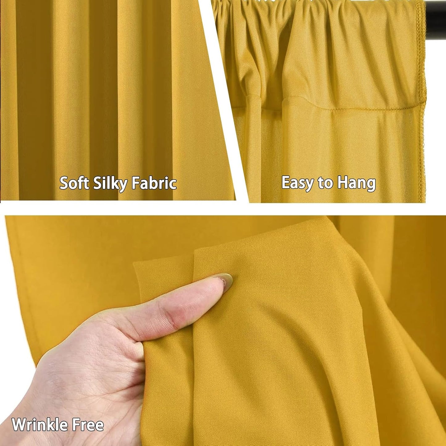 10 x 10 Feet Gold Backdrop Curtain for Partie, Background Curtains for Photoshoot, Birthday, Wedding, Halloween, Thanksgiving, Christmas Day, New Year Party Decorations 5Ft x 10Ft, 2 Panels