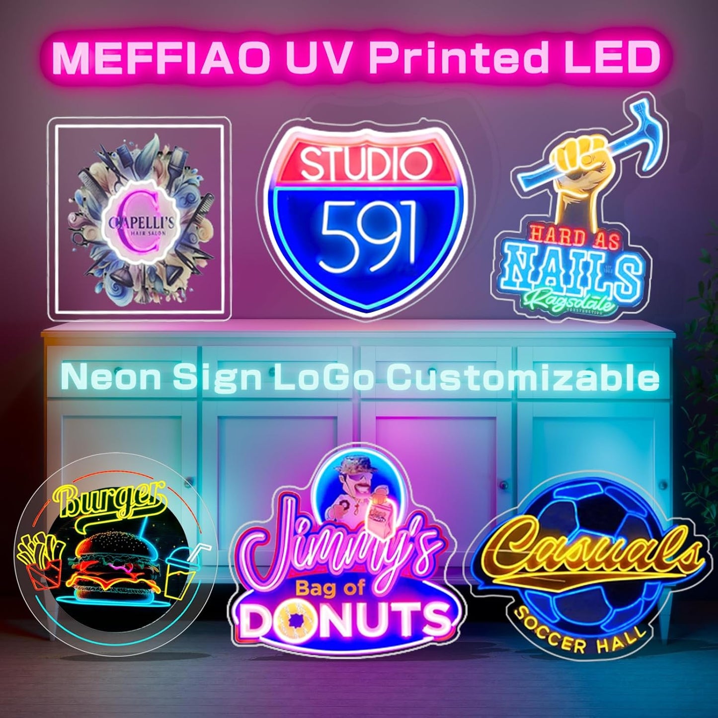 Custom Neon Sign, Personalized LoGo Neon Sign Customizable for Business, UV Bar Salon Beauty Studio Light Up Sign, LED Neon Name Sign Suitable for Wall Decoration