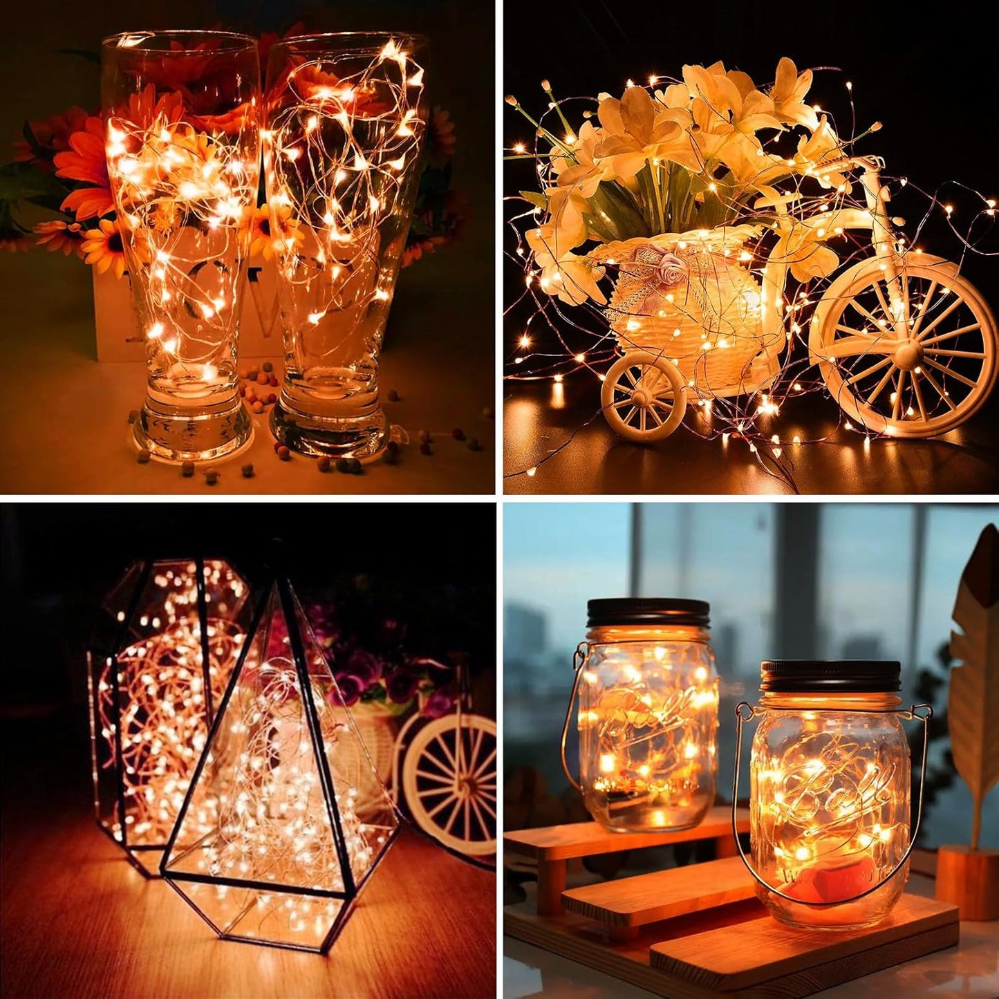 ZGWJ 100 Pack Fairy Lights Battery Operated, 7ft 20 Mini LED Fairy String Lights Silver Wire 3 Modes for DIY, Parties, Wedding, Bedroom, Halloween Christmas Decoration Orange