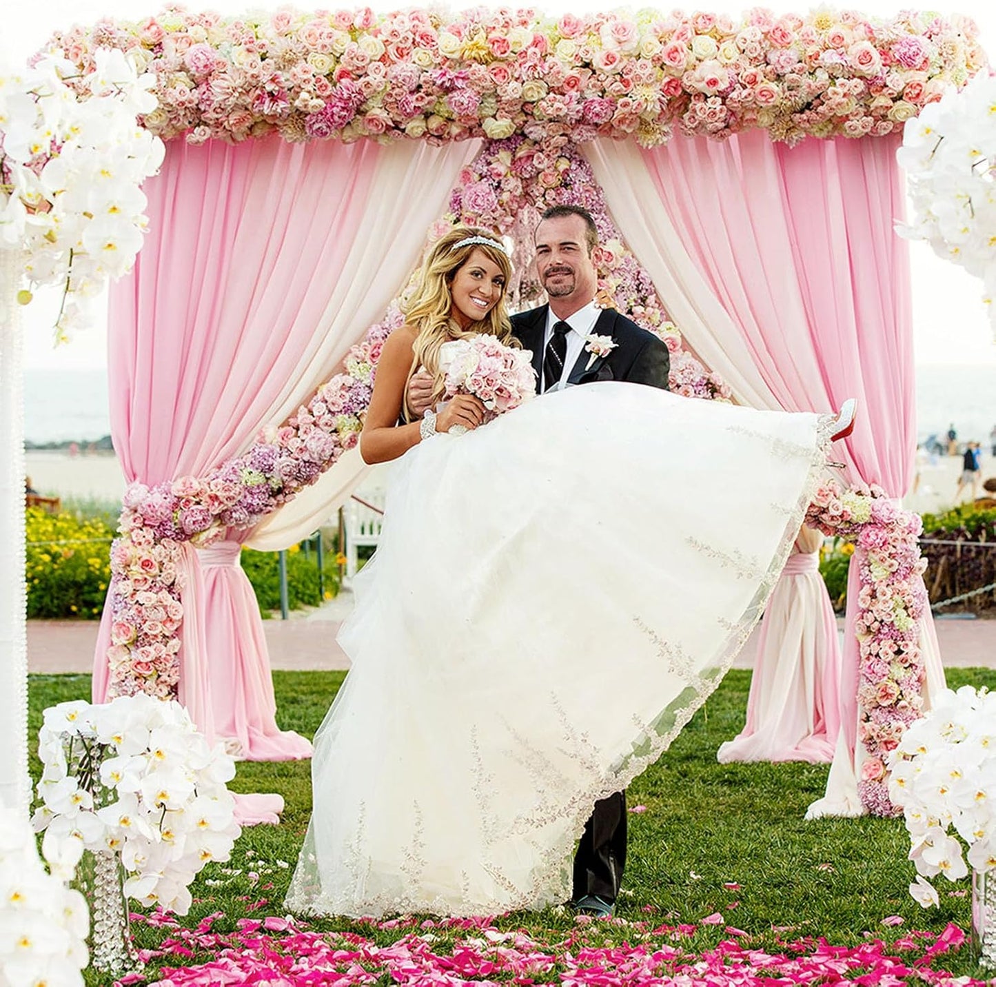 10 x 10 Feet Light Pink Backdrop Curtain for Partie, Background Curtains for Photoshoot, Birthday, Wedding, Halloween, Thanksgiving, Christmas Day, New Year Party Decorations 5Ft x 10Ft, 2 Panels