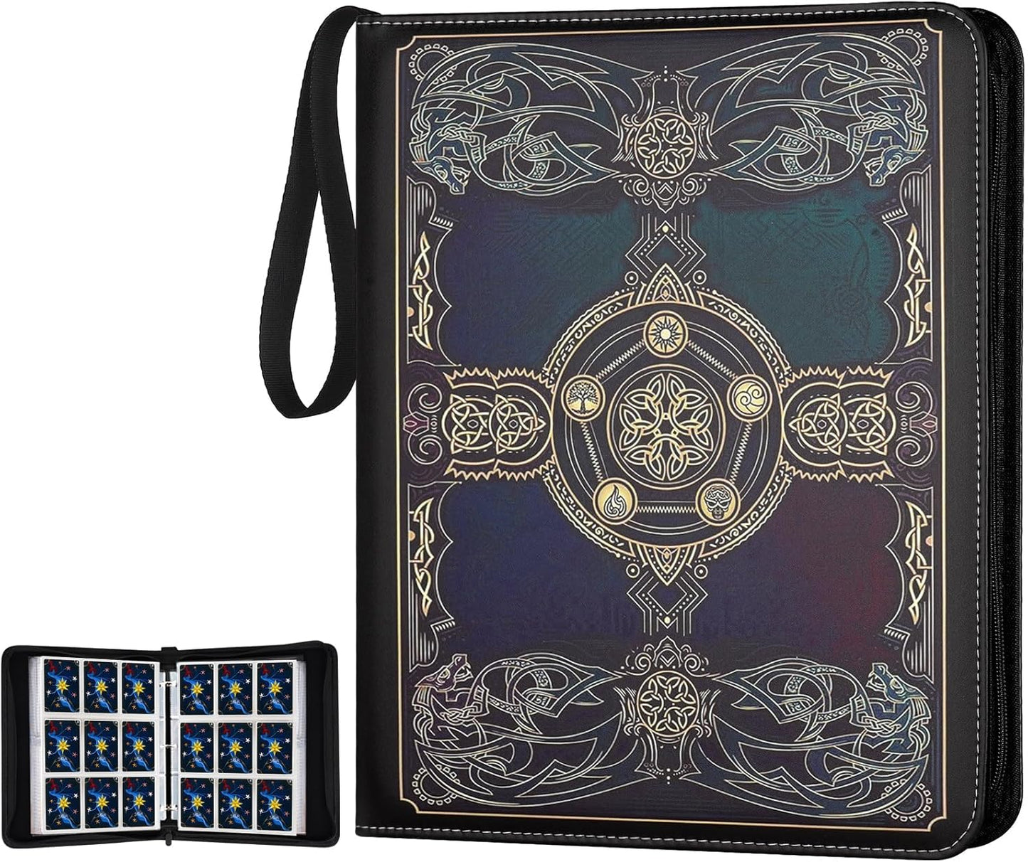 Card Binder for MTG Cards, Premium 9 Pocket Card Binder for Trading Cards, 720 Double Sided Pocket Collector Card Album for Standard Cards,Card Collection Folder for YGO/PTCG/Game Cards (Black Purple)