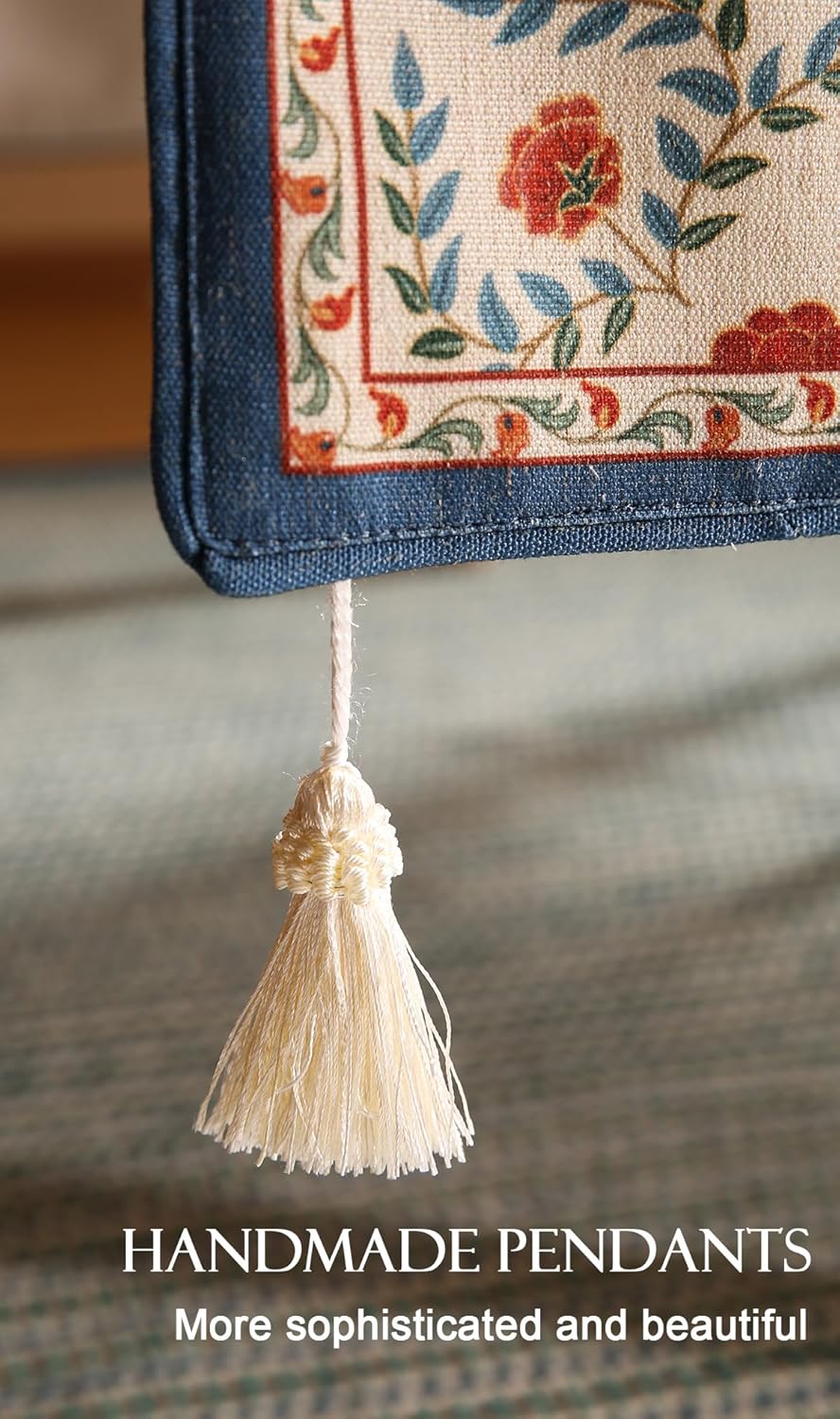 patdrea Designer Vintage Bright Farmhouse Linen Table Runner 102 Inch Long, Maroon Floral Pattern Table Mat, Decoration for Kitchen Dining Table Coffee Table Cabinet Banquet Christmas ,12"*102"