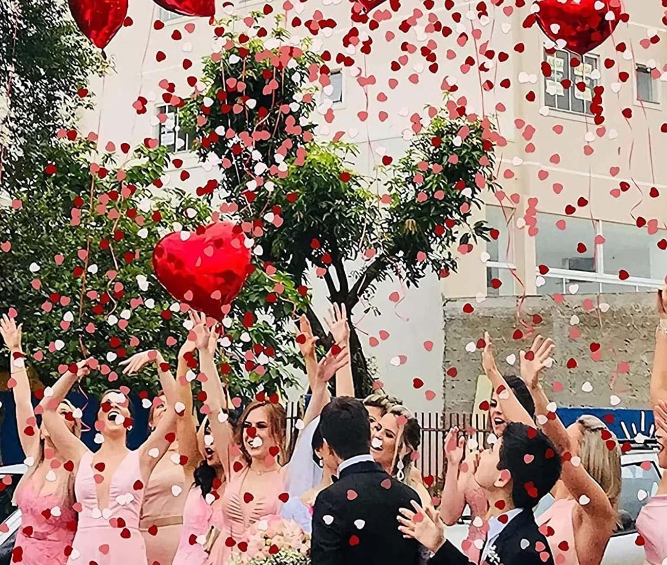 Red Metallic Foil Confetti(0.59 inch) Heart Glitter Table Confetti for Party Wedding Decorations,2.11 OZ per pack