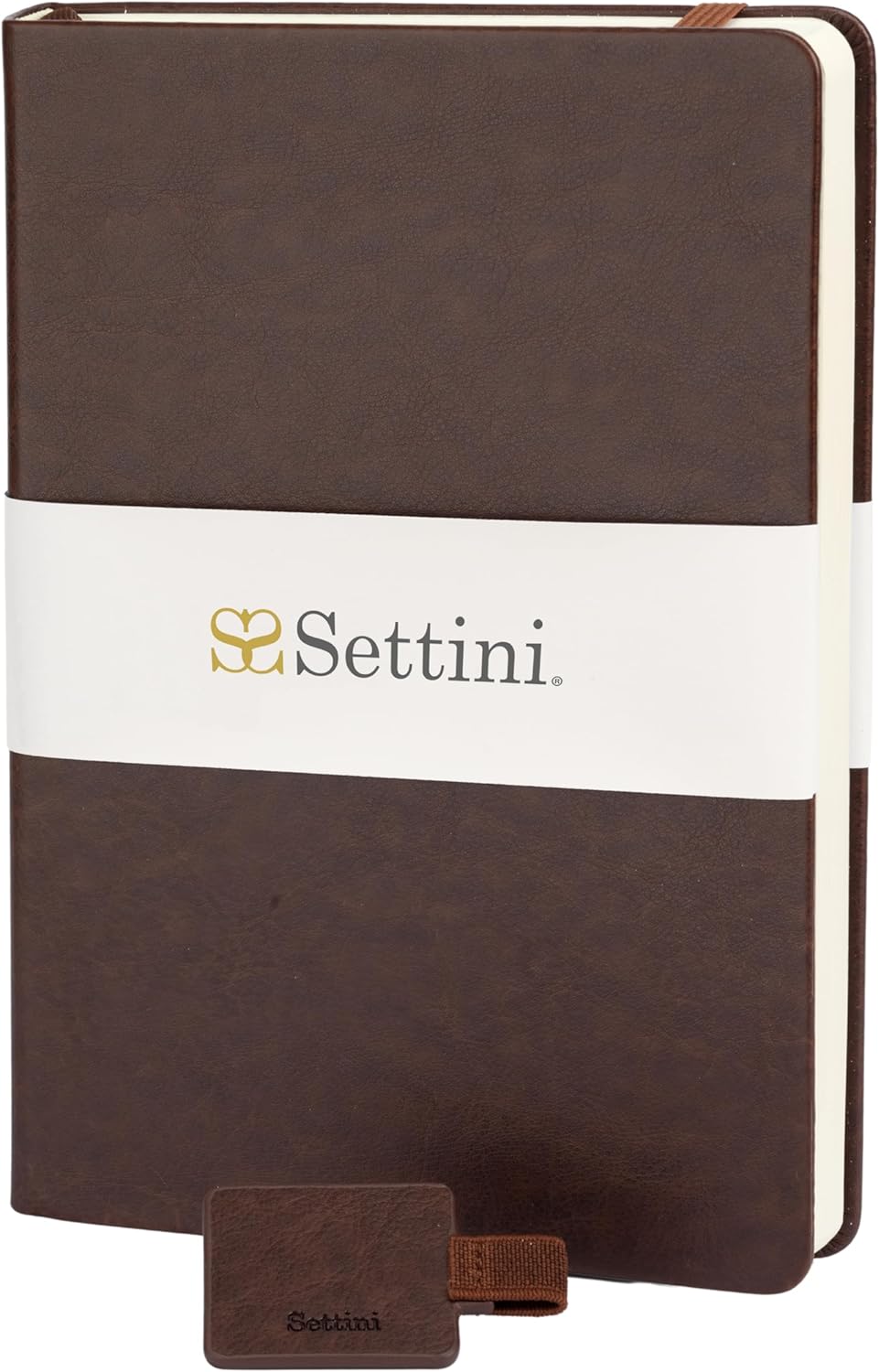 SETTINI Journal Notebook for Writing, Vegan Leather Hardcover Notebook - Pen loop, Back Pockets & Lay-Flat design, 120 GSM A5 College ruled Bleed free Paper, Gift Set for Men and Women, Mocha Brown - Birthday Gift