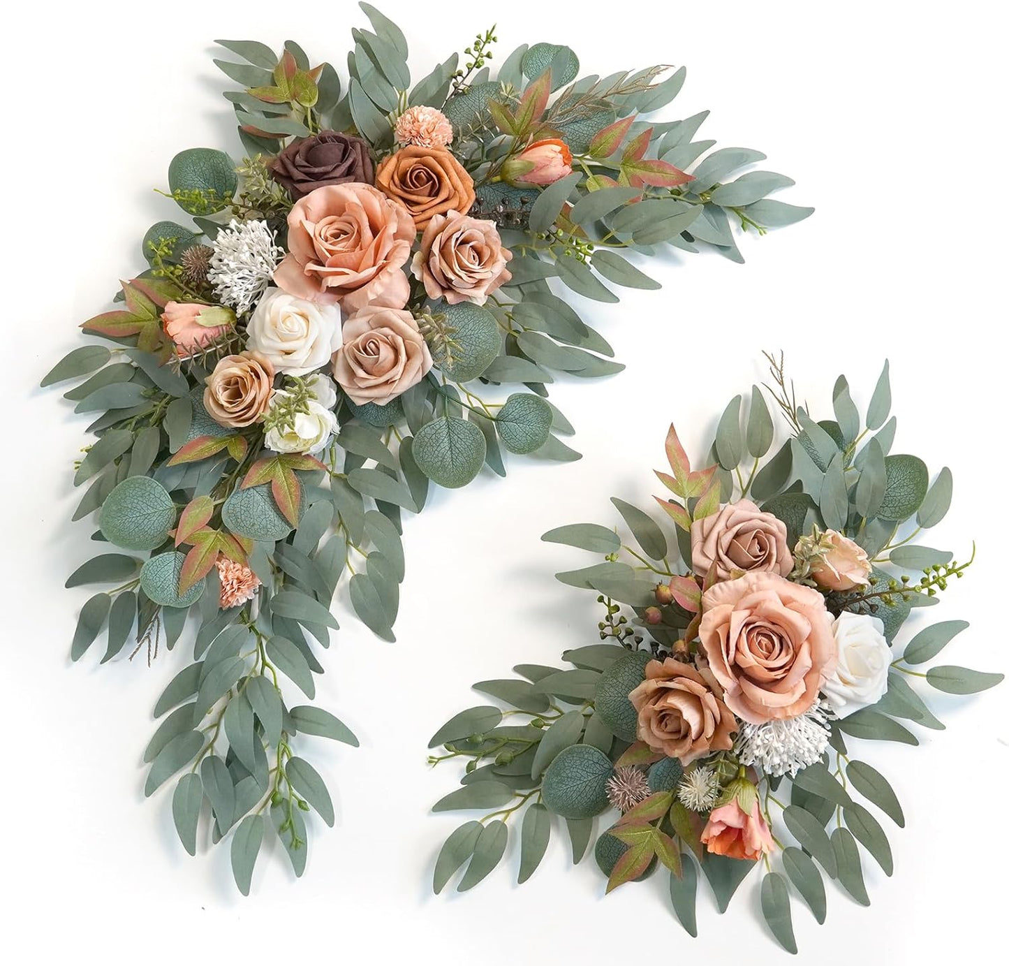 Faux Flower Swag Set of 2 for Wedding Welcome Signs Floral Swag Wedding Reception Ceremony Signs Decor (Terracotta)