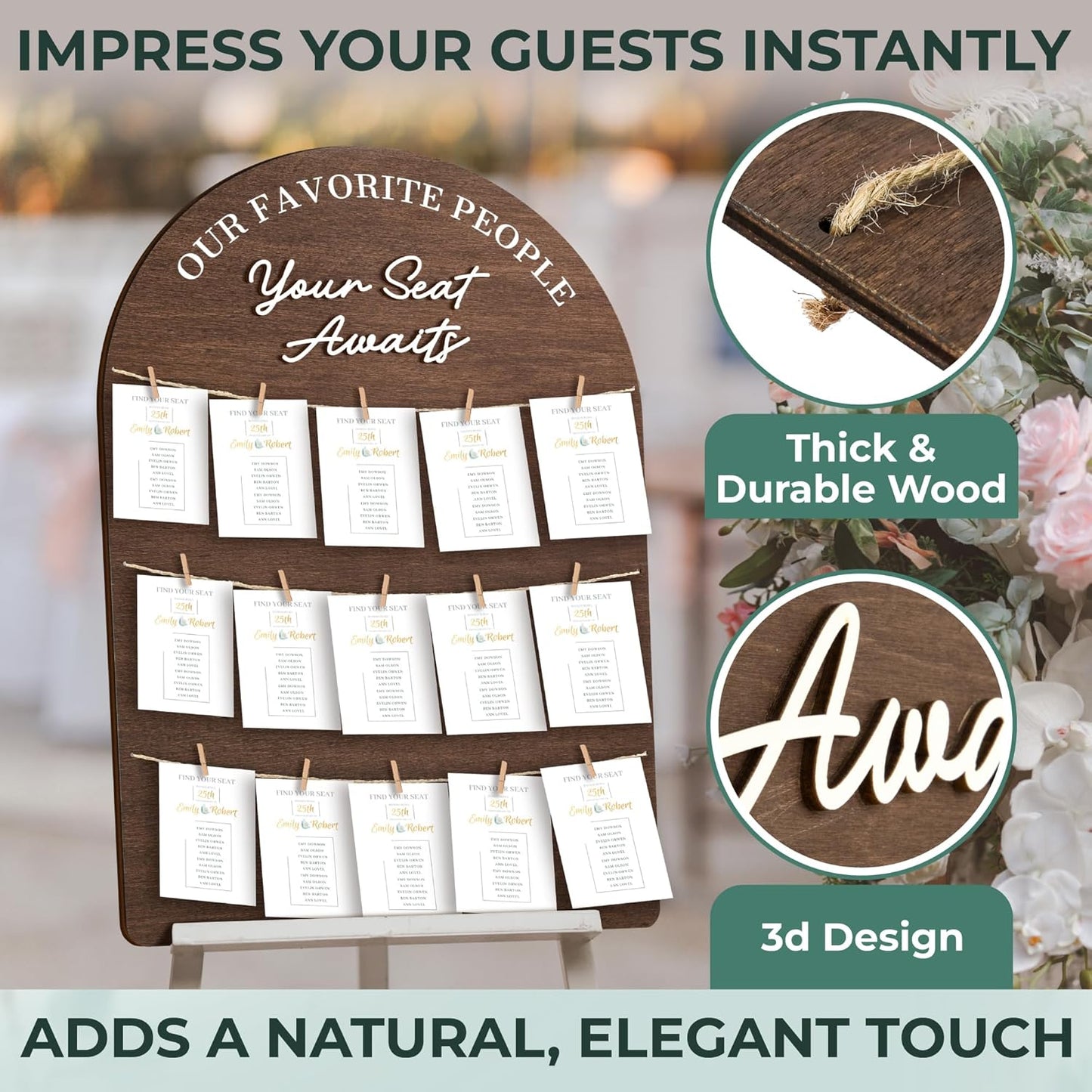 STOFINITY Wedding Seating Chart Board Display For Wedding Reception Decor - Rustic Seating Chart For Reception Display, Wood Find Your Seat Sign Ideas