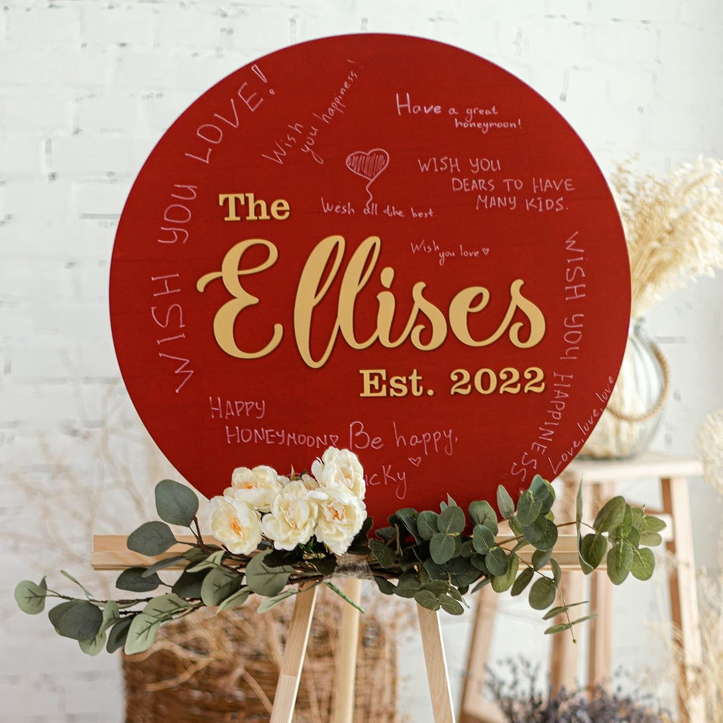 Wedding Guest Book Alternative, Medium - 16.1 inches (41 cm), Wooden Wish Book Circle, Unique Guest Book Sign, Wooden Guest Book, Wedding Autumn Decor, Wedding Wish Book, Wooden Rounded Guest Book