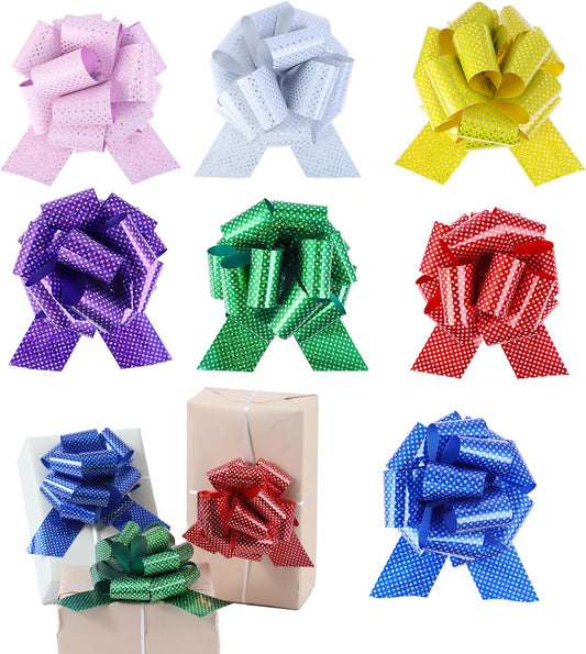 12Pcs Wave Point Wrap Pull Bows Gift Bows with Ribbon Bows for Gift Wrapping Gift Basket Gift Bag Box Wrapping Decor Birthday Anniversary Supplies