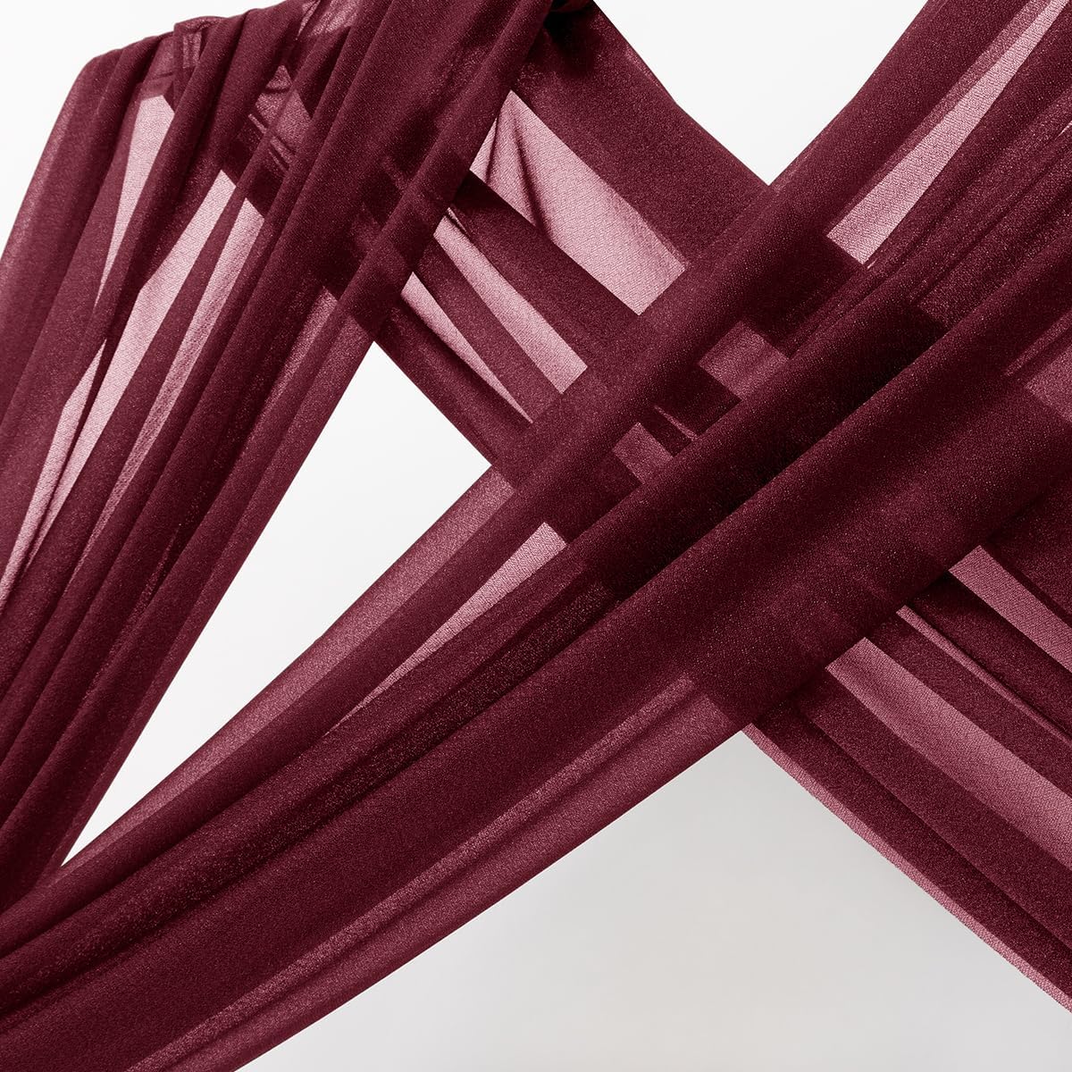 MLMC Burgundy Wedding Arch Draping Fabric 2 Panels 29" x 20 FT Extra Long Gauze Drapes Sheer Backdrop Curtains 6.6 Yards Outdoor Drapery Panels for Wedding Bridal Shower Party Ceiling Decoration