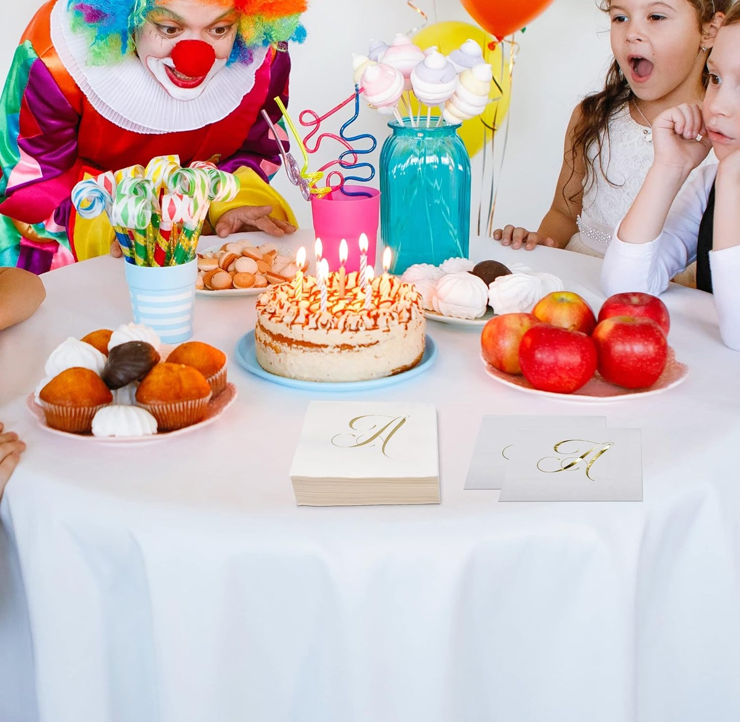 Gift Boutique 100 Gold Letter A Monogram Cocktail Napkins Disposable Paper Pack Elegant Metallic Golden Foil Hand Napkin for Powder Room Wedding Holiday Birthday Party Baby Shower Decorative Towels