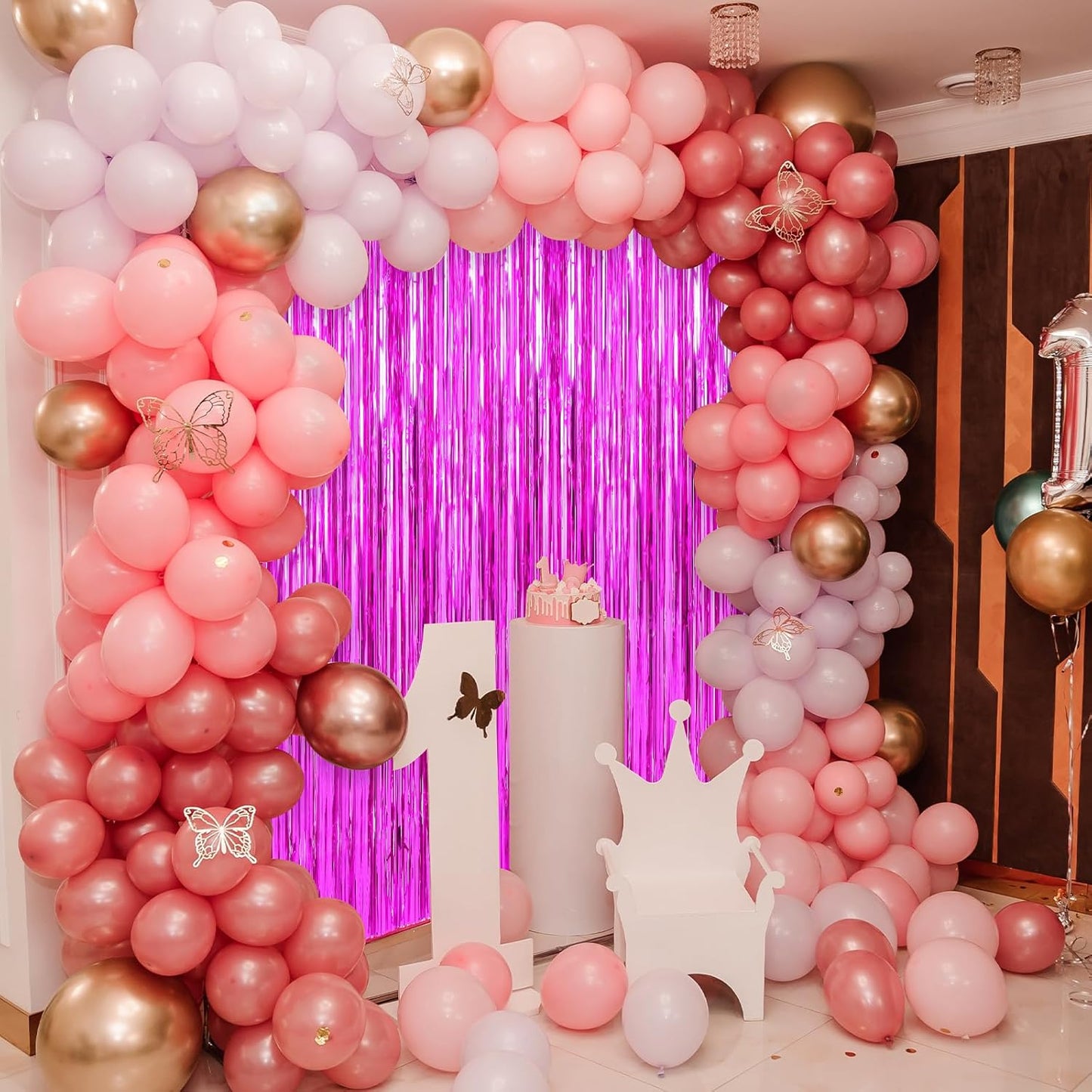 Crosize 3 Pack 3.3 x 9.9 ft Hot Pink Foil Fringe Backdrop Curtains, Streamer Backdrop Curtains, Streamers Birthday Party Decorations, Tinsel Curtains for Parties, Photo Booth Backdrops