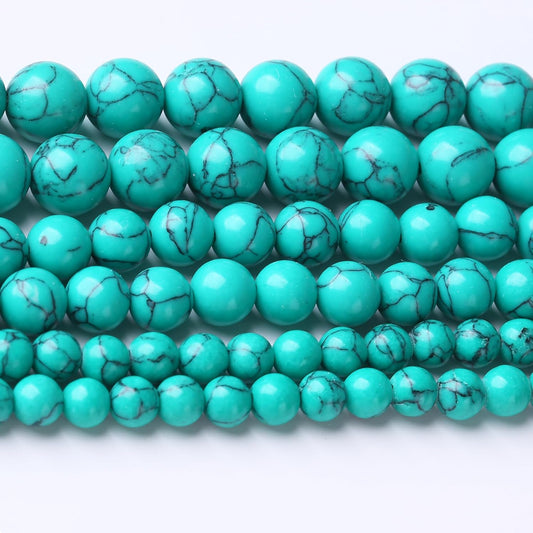 Natural Turquoise Stone Beads Gemstone Round Crystal Energy Jade Beads Stone Beads for Jewelry Making DIY Bracelet Necklace Jewelry Making 1 Strand 15.5inch 31PCS 12MM