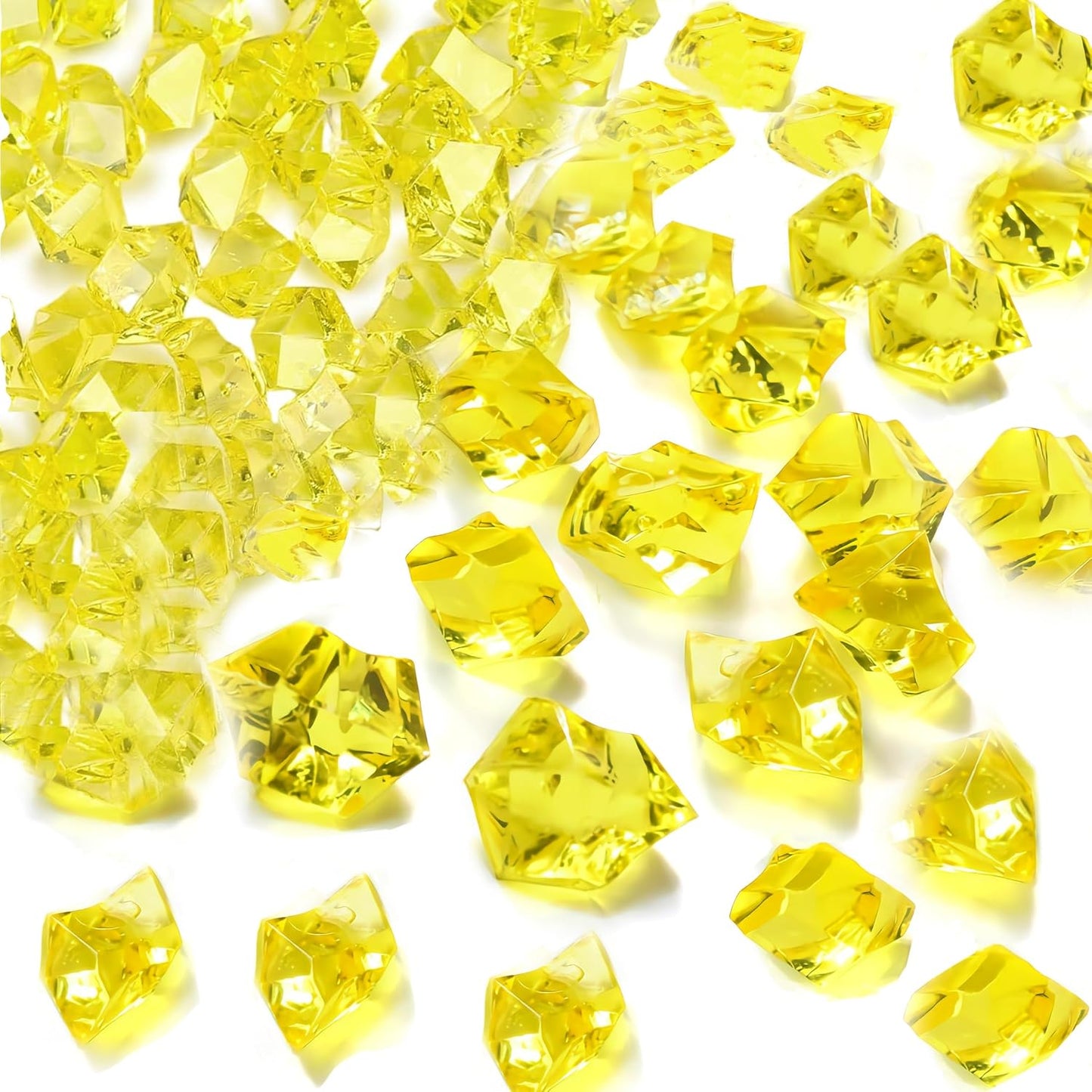 Fake Ice Cubes Fake Ice Rocks 1000PCS Acrylic Gems Gold Fake Crushed Ice Cubes Vase Fillers Centerpiece for Photography Accessories Props Decoration for Wedding Vase Fillers Party Table Scatter