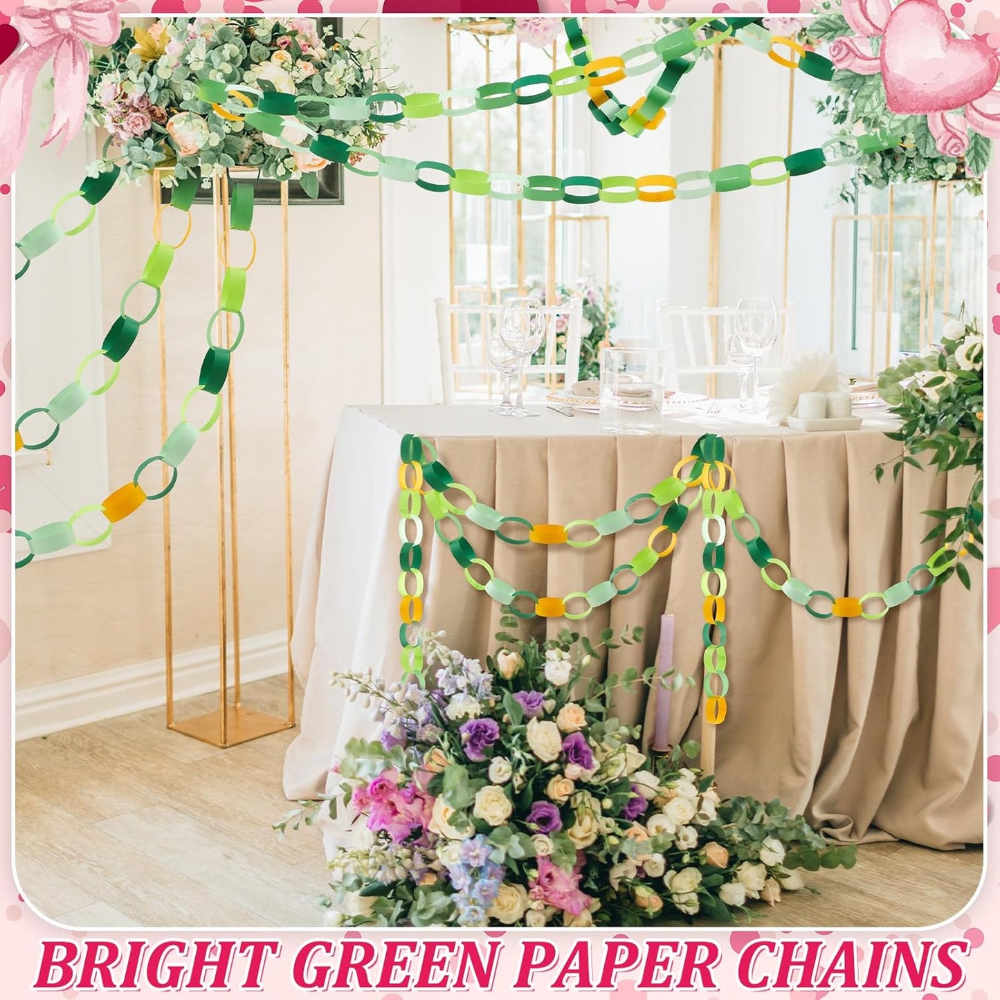 Lincia 600 Sheet Halloween Paper Chain Garland, Construction DIY Crafts Chain Strip for Fall Thanksgiving Party Decor, 1x8 Inch with Double Sided Tape (Irish Day)