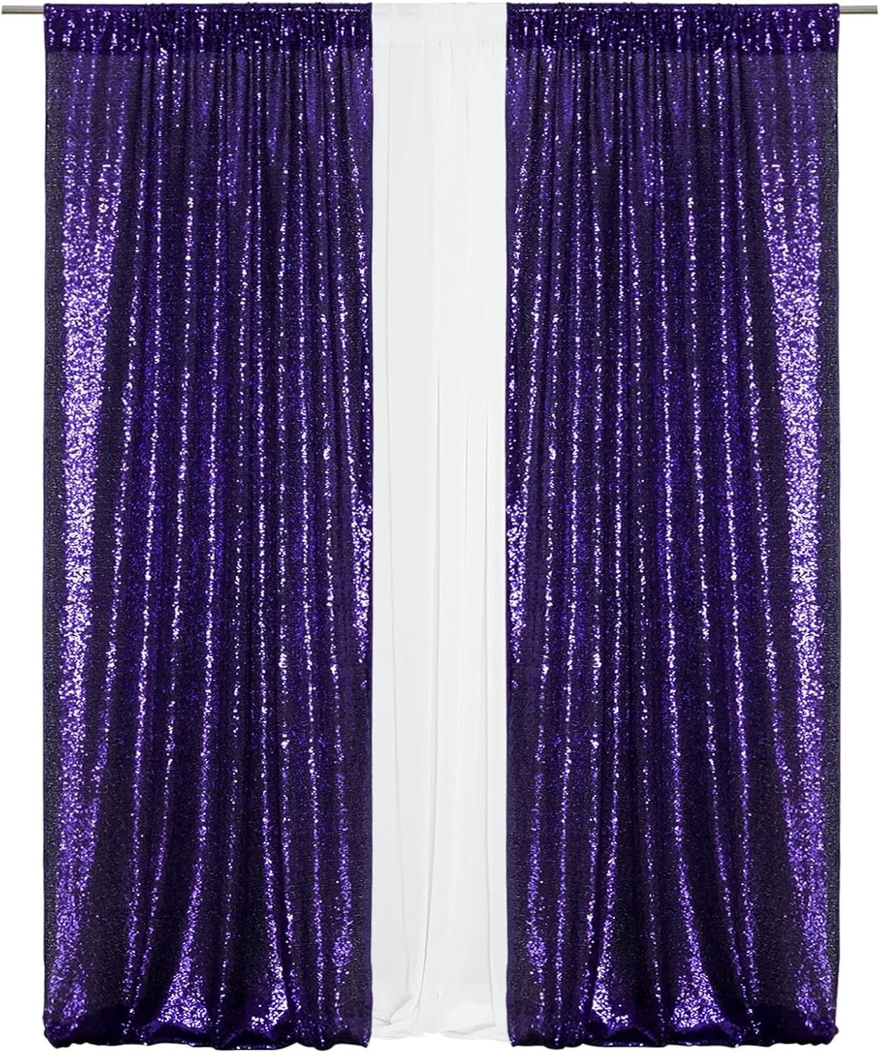 Eternal Beauty Sequin Backdrop Curtains, 3x7 Ft-2 Panels Purple Back Drop for Shimmer Photography Party Wedding Birthday Decor