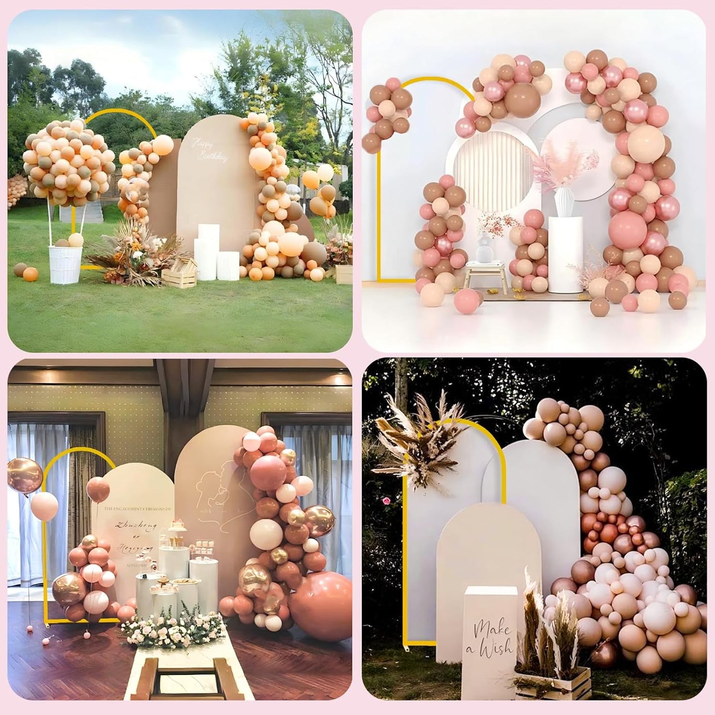 Bazen Wedding Arch Backdrop Stand 6FT, 5FT, 4FT Set of 3 Metal Arch Backdrop Stand with White Arch Cover for Birthday Party Wedding Ceremony Bridal Baby Shower Banquet Party Event Decor