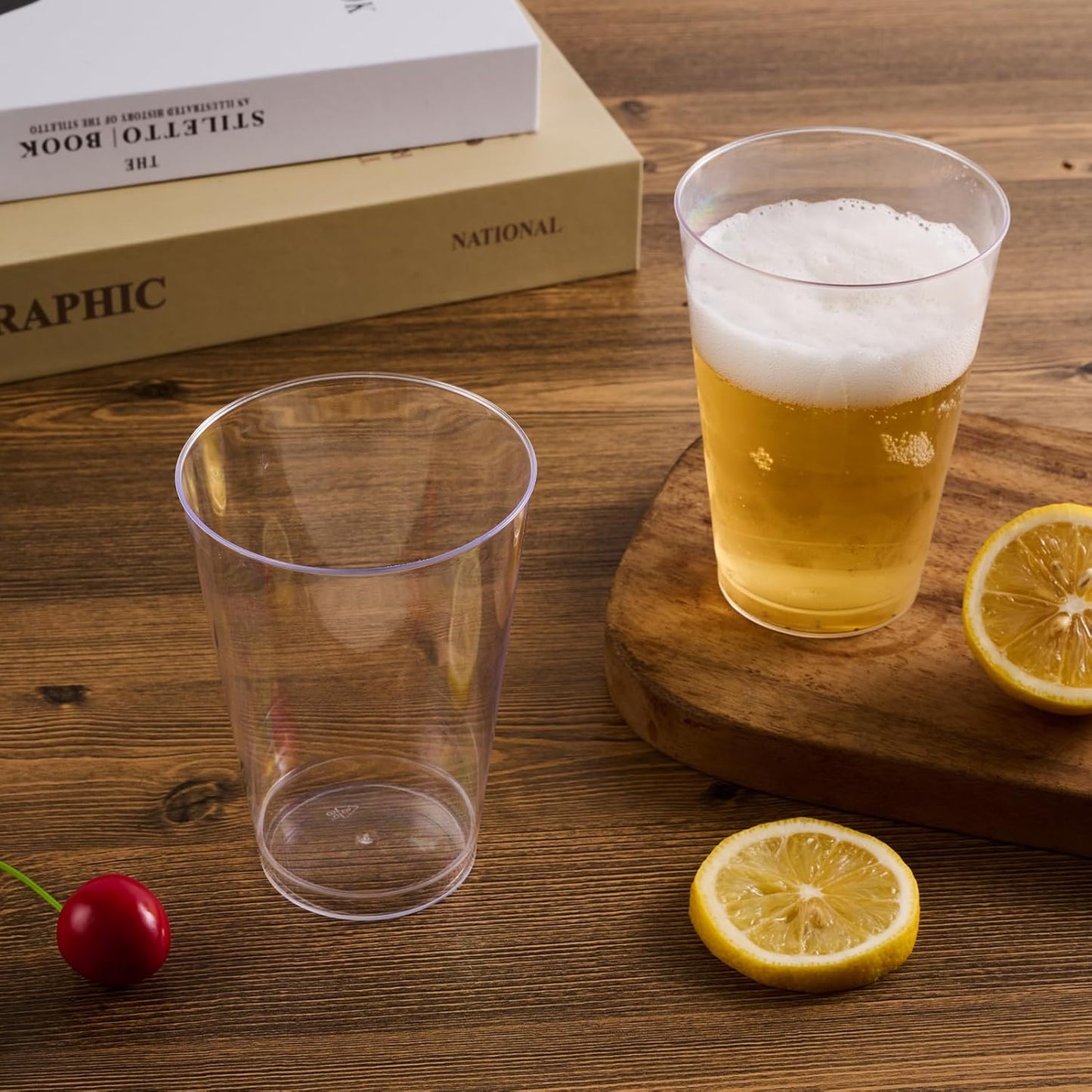 JOLLY CHEF 16 oz Clear Disposable Plastic Cups, 100 Pack Heavy-duty Plastic Cups Tumblers,Perfect for for Halloween, Christmas, and Thanksgiving Parties