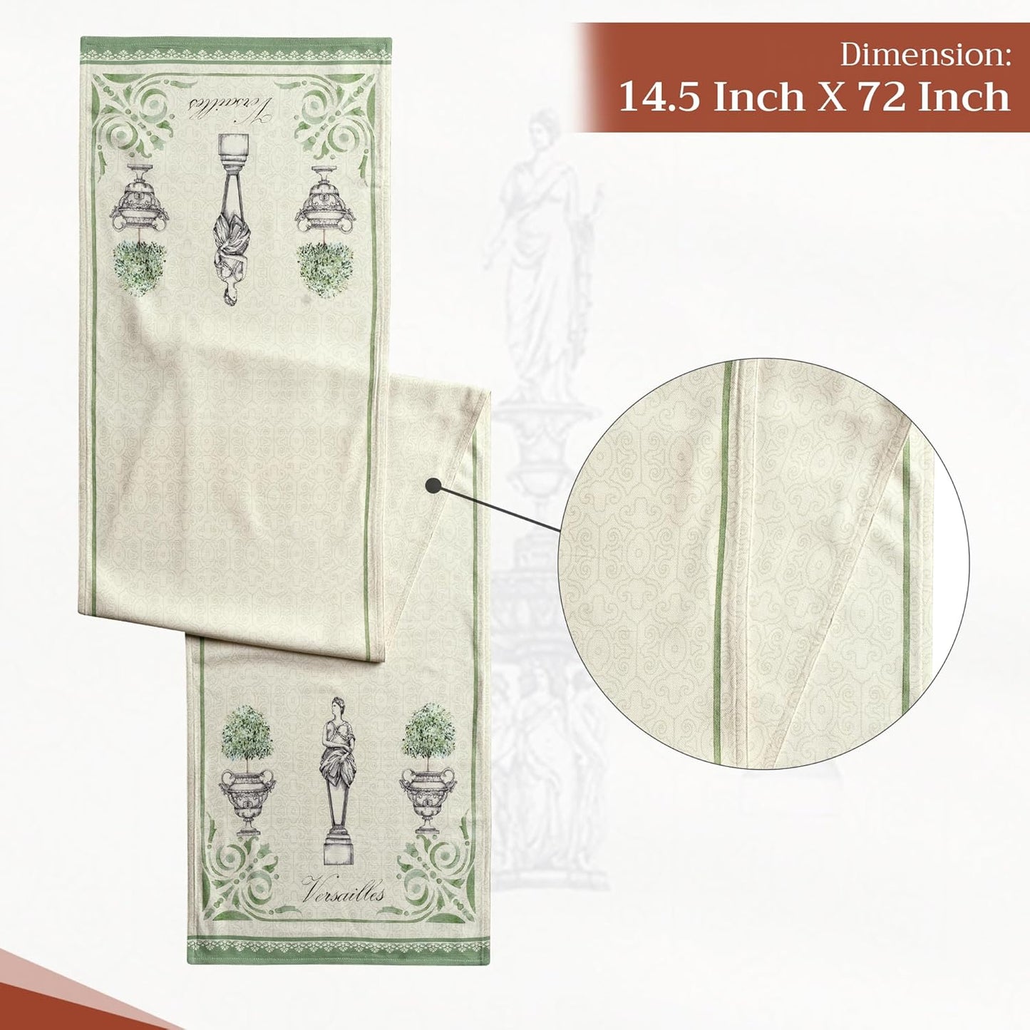 Maison d' Hermine Table Runner 100% Cotton Double Layer Table Runners 72 inches Long Decorative for Home Kitchen Dining Party Wedding Bridal Shower Spring Summer (Jardin Du Roy, 14.50" x 72")