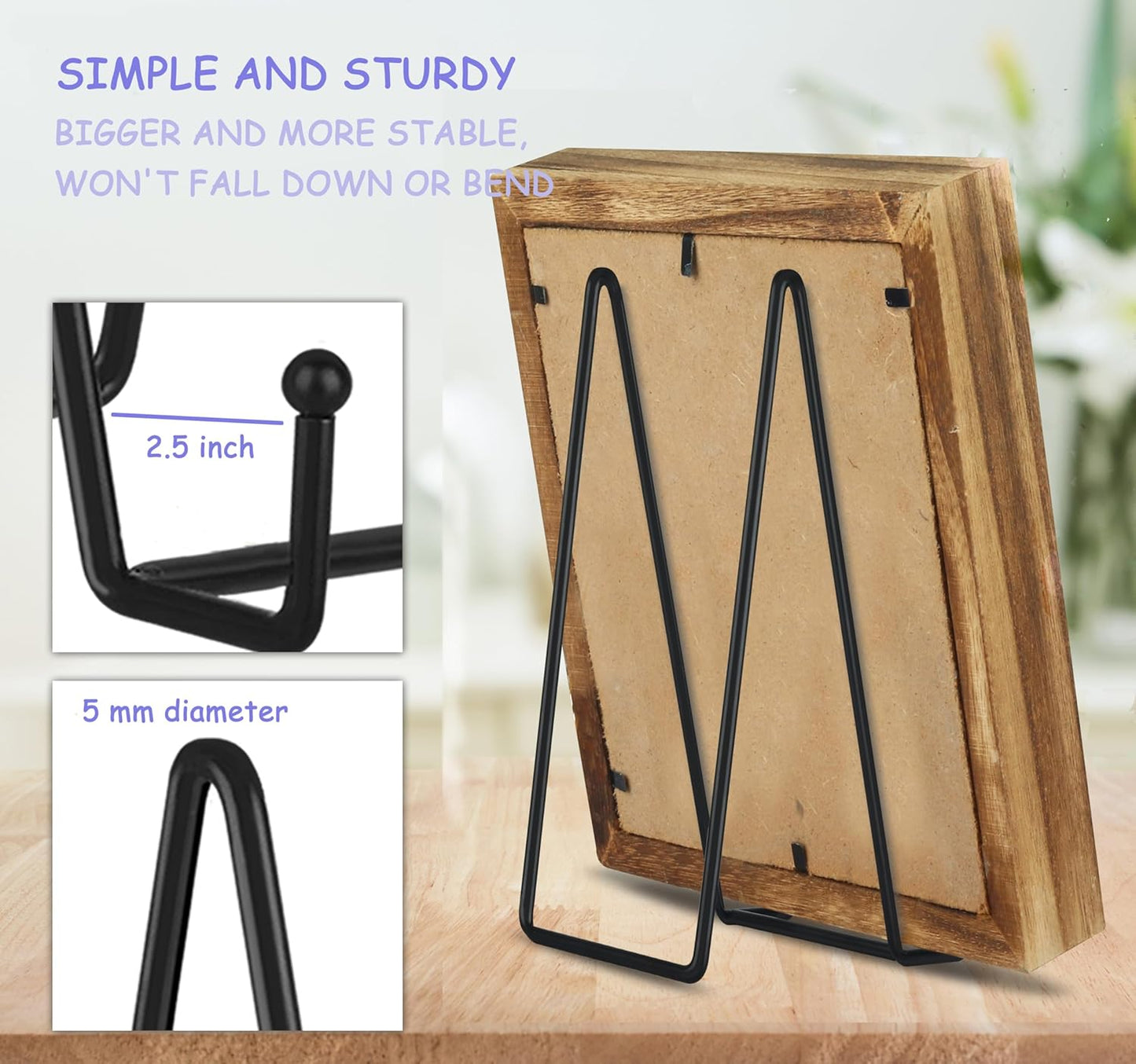 Decolore 3 Pack 12 Inch Black Picture Stands Plate Stands for Display Large Book Stands Table Top Easels for Picture, Decorative Plate, Book, Frame, Plaque