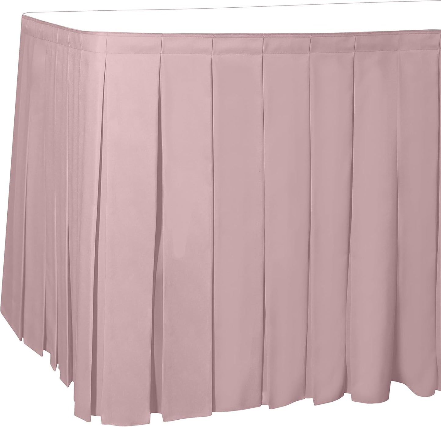 Ultimate Textile Pleat Polyester Fabric Table Skirt - Machine Washable Flame Resistant with Clips for Events, Weddings & Trade Shows, Cut & Sewn in Paterson, NJ - Light Pink, 7' Box Pleat