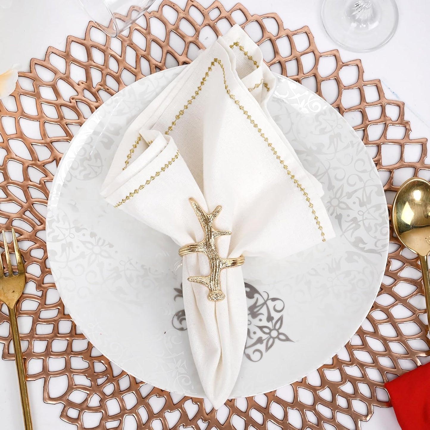 Lightweight Metal Napkin Rings Set of 12 - Napkin Rings Holder for Dinning Table Parties Dining Table, Weddings, and Special Events - Elegant Table Décor for Home & Restaurants (Gold) - CLEENTABLE