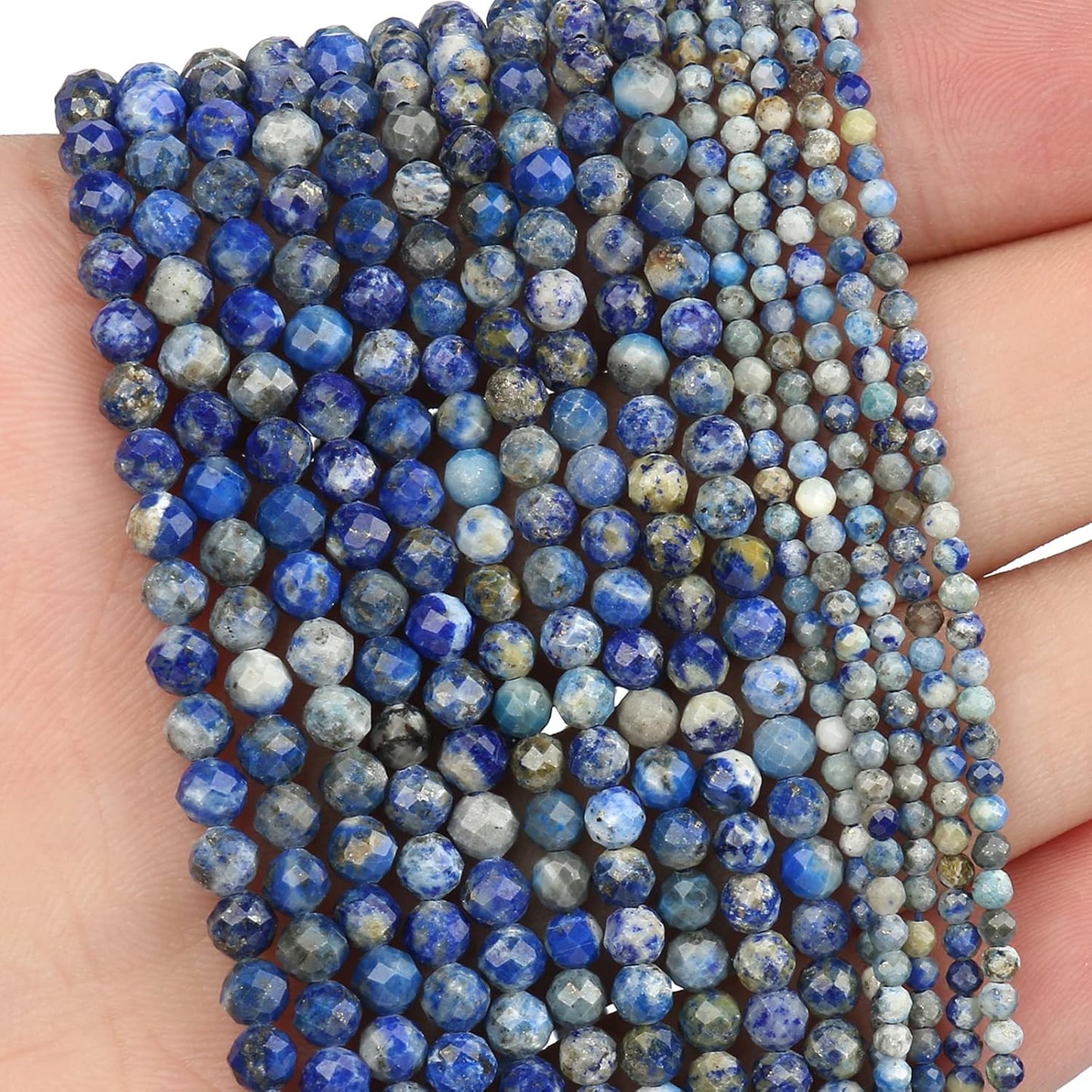 Song Xi 90pcs 4mm Natural Lapis Lazuli Gemstone Beads Faceted Round Loose Stone Beads for Jewelry Making