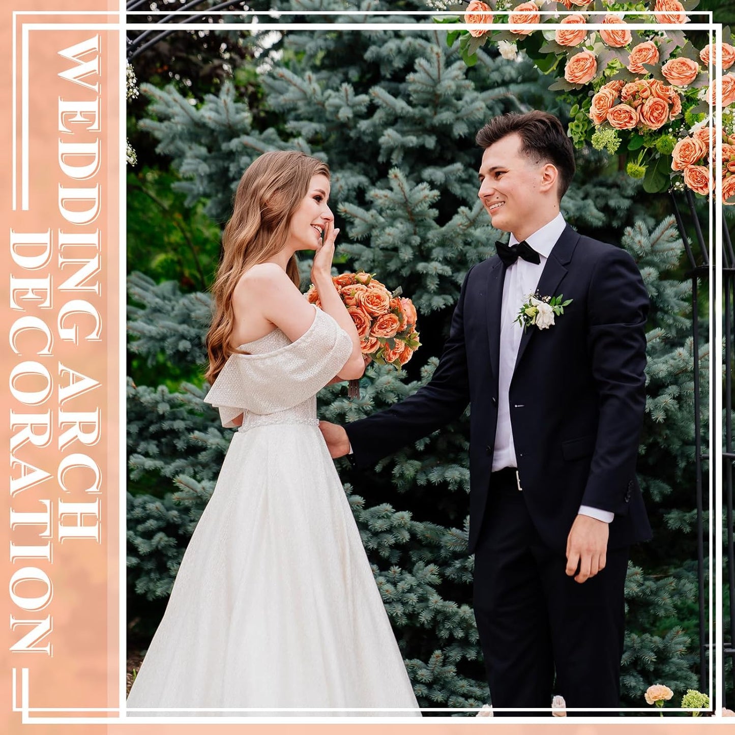 8 Bundles Artificial Peonies Flowers Boho Faux Flowers Arrangements Artificial Centerpiece Spring Bouquet Floral Wedding Decoration for Vase(Orange)