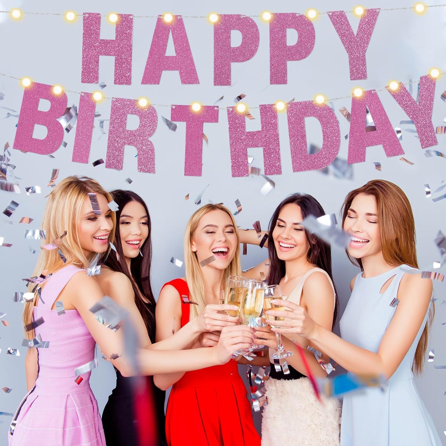 TaoBary 112 Pcs DIY Letter Custom Banner Glitter Customizable Banner Kit Including 107 Letters and Numbers 3 Rope for Valentine Birthday Party(Pink)