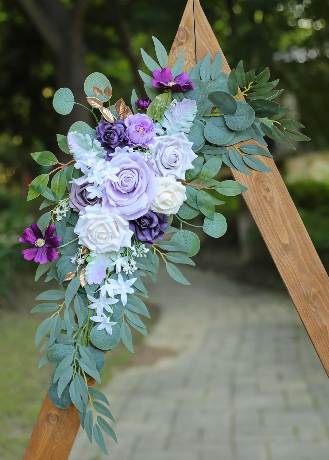 Artificial Lilac Wedding Arch Flowers Swags Set of 2 for Wedding Welcome Signs Floral and Reception Ceremony Decorations, Purple Wedding Flowers