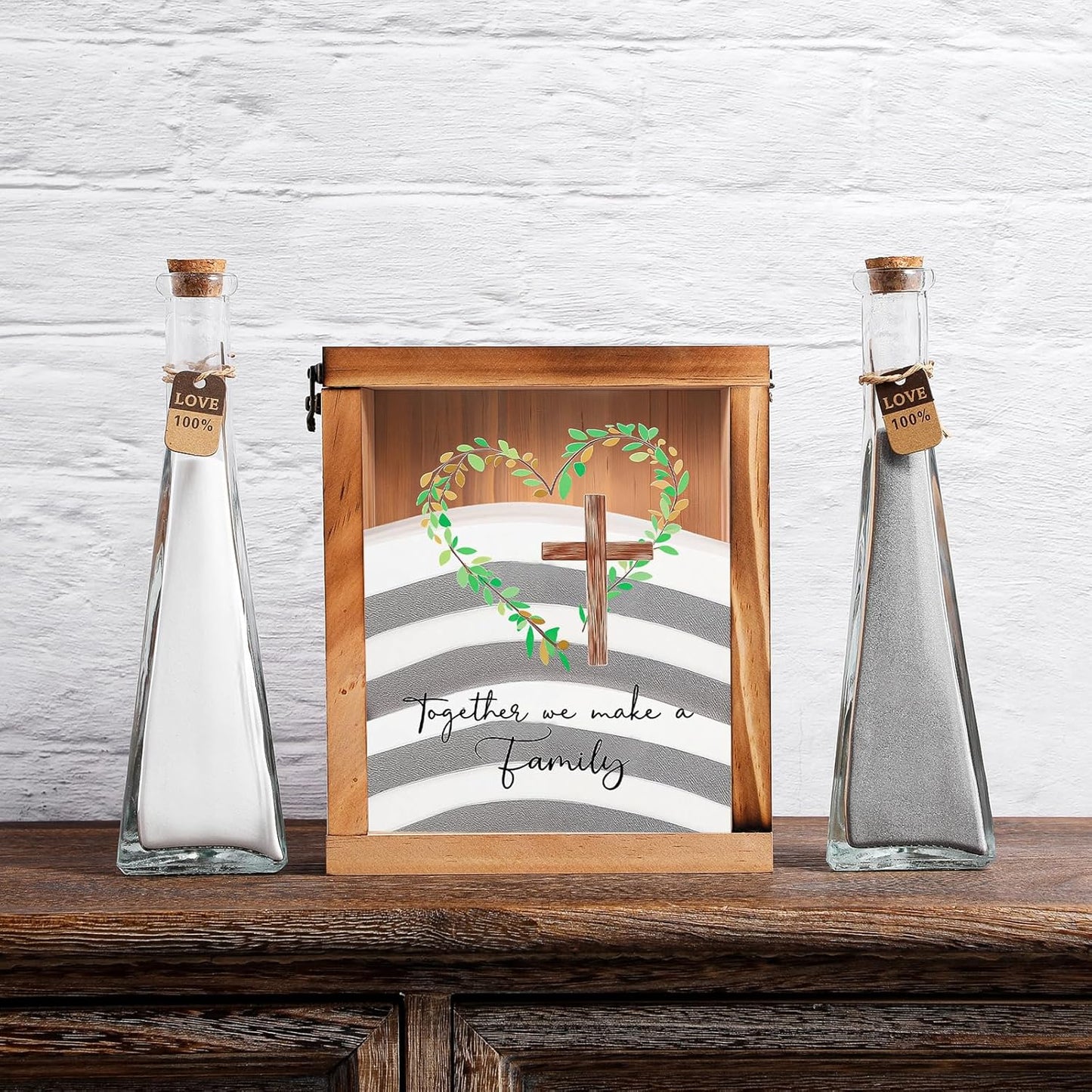 Blosssound Unity Sand for Wedding Ceremony Set Christian Together We Make a Family Unity Sand Ceremony Shadow Box and Vases for Religious Wedding Centerpiece Marriage Bridal Party Supplies