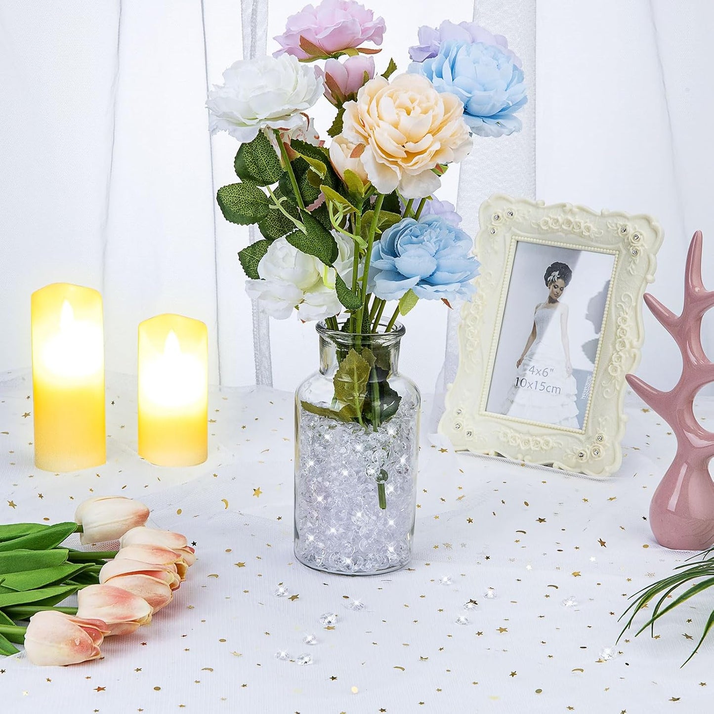 2000 pcs/Pack Wedding Table Scatter Confetti Crystals Acrylic Diamonds 8 mm Rhinestones for Wedding, Bridal Shower, Vase Beads Decorations (8mm, Light Purple)