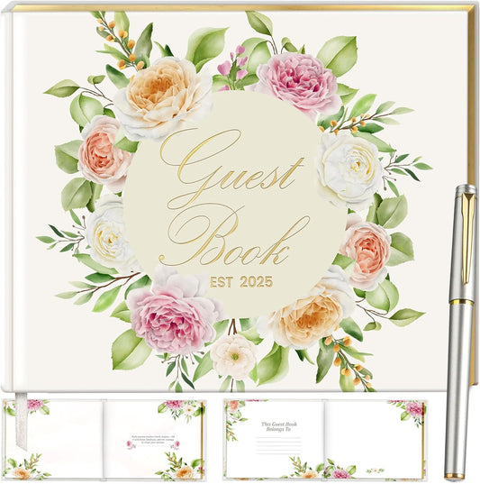 Wedding Guest Book with Pen and Stickers Included , Custom Guest Book Design 2025 , Guest Book Wedding Reception Size7.2" x 9.2" , Beautiful Wedding Guest Book Alternative , Thick Paper Wedding Signs