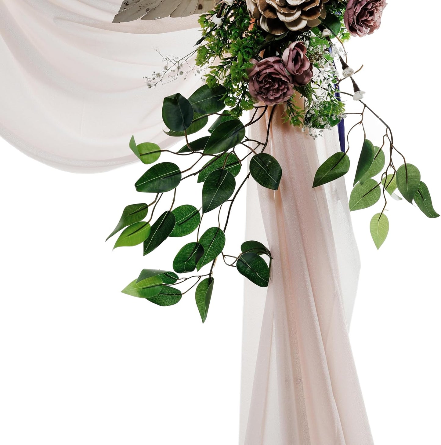 VDS Pack of 1 Panel (30 Inch X 40 Feet) Wedding Arch Draping Fabric Sheer Chiffon Fabric Drapery for Wedding Ceremony Reception Swag Backdrop Canopy Chuppah ARBO Altars Decoration (Nude)