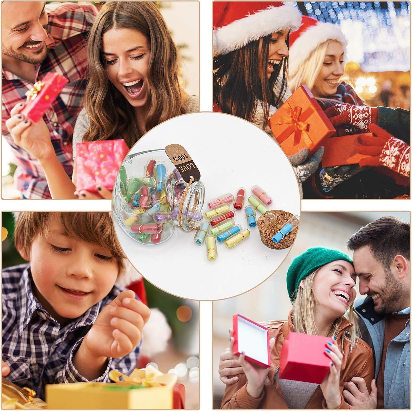 Capsule Letters Message in a Bottle - Love Letter for Valentine's Day, Birthday - Lovely Notes Couples Gifts for Him Her Boyfriend Girlfriend (Mixed Color 30pcs)