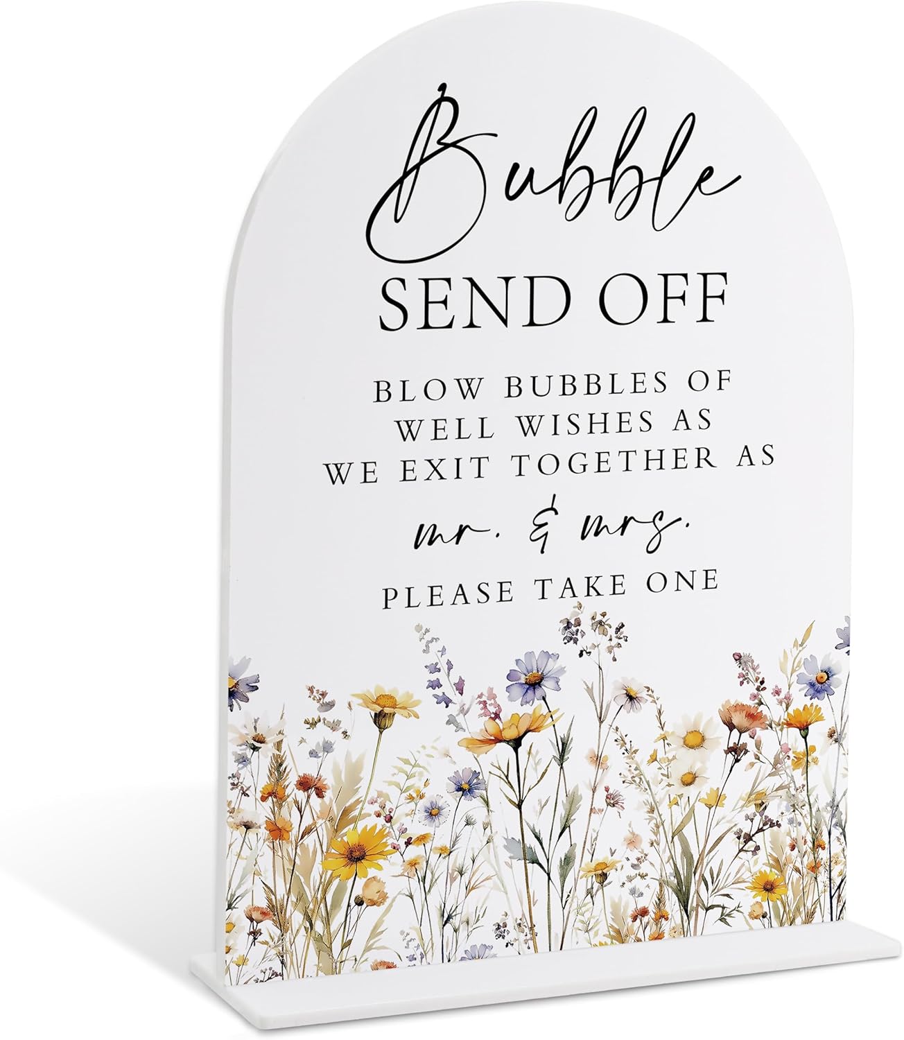Wedding Signs for Ceremony and Reception, Boho Floral Acrylic Bubble Send Off Sign, Wedding Signage with Stand, Bridal Shower Table Centerpieces, Supplies for Engagement Reception and Event Party, 29