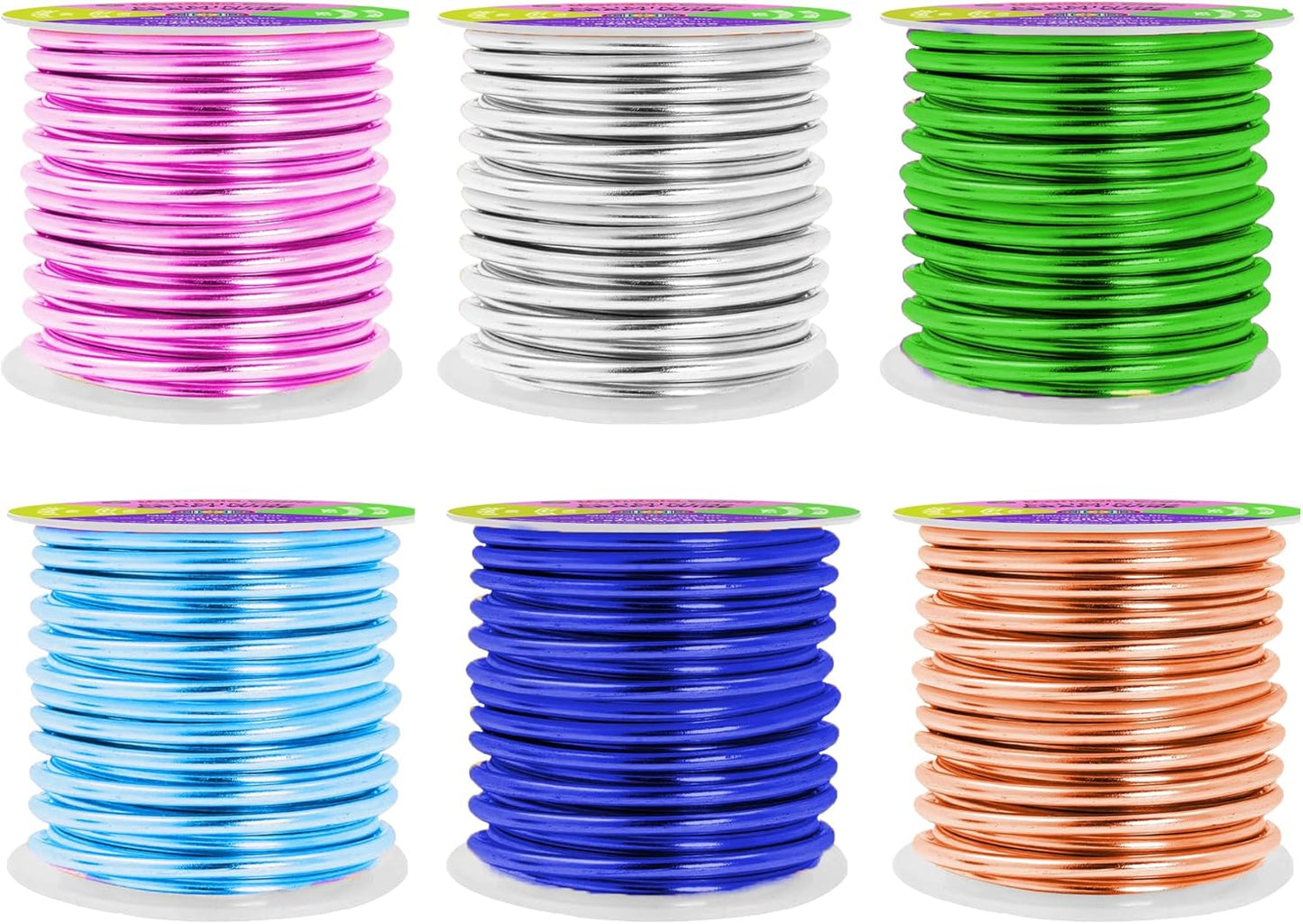 Mandala Crafts 8 Gauge Anodized Aluminum Craft Wire for Jewelry Making - 120 FT Colored Flexible Silver Copper Ice Blue Pink Ice Blue Green Wire - Bendable for Bonsai Armature Crafting Sculpting