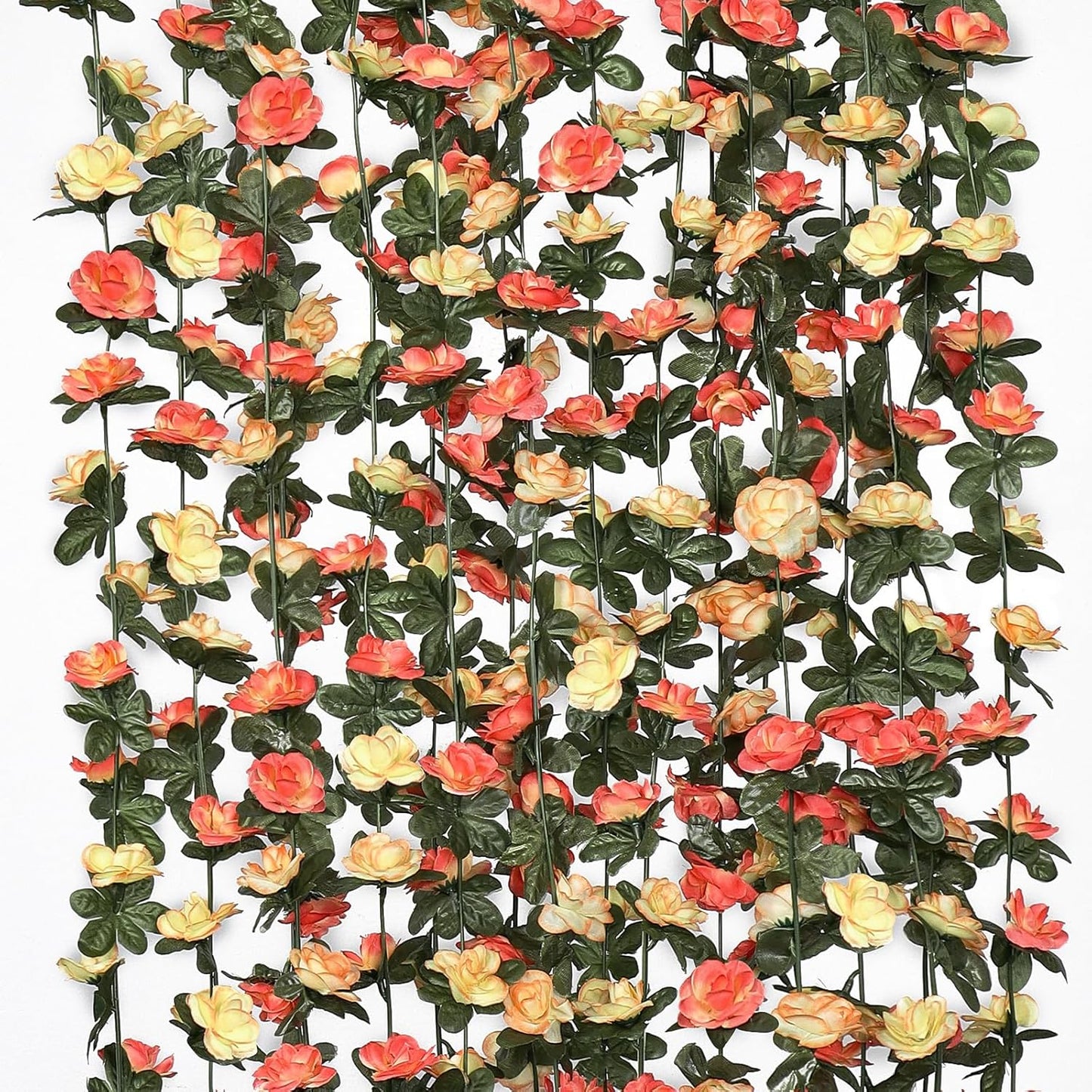 KHOYIME 9 Pack 72 FT Artificial Flower Garland, Fake Champagne Roses Vines Silk Flowers Faux Outdoor Hanging Floral Ivy Garland Decoration for Wedding Arch Bedroom Home Wall Backdrop Room Decor