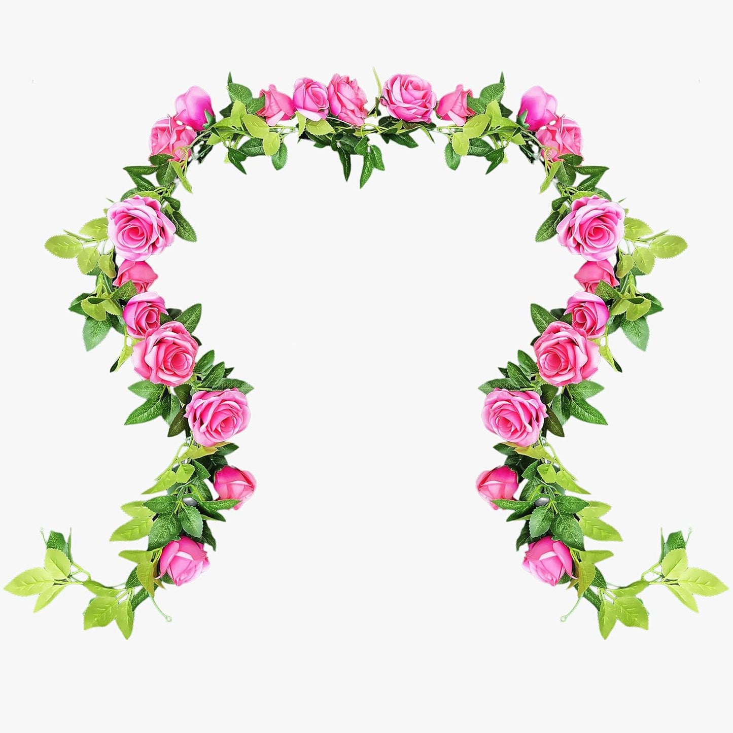 UKELER 2 Pack Artificial Rose Vines Silk Flower Garland Artificial Floral Plant for Wedding Arch Party Garden Craft Home Decor, Dark Pink