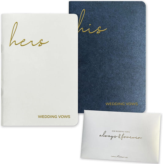 Vow Books His and Hers Wedding Vow Books wtih Soft Touch Gold Foil Engraving Wedding Essentials Wedding Accessories(XZ-HH-Navy)