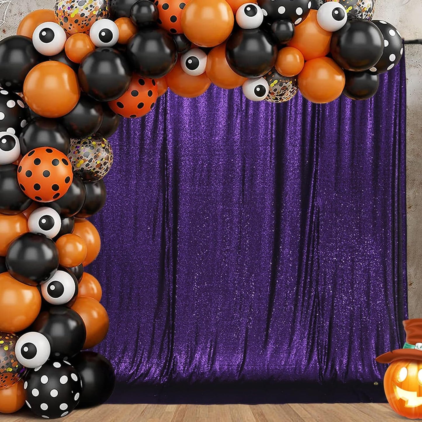 Eternal Beauty Purple Sequin Backdrop, 6x6 Ft Halloween Glitter Background Curtains for Shimmer Photography Party Wedding Birthday Back Drop Decor
