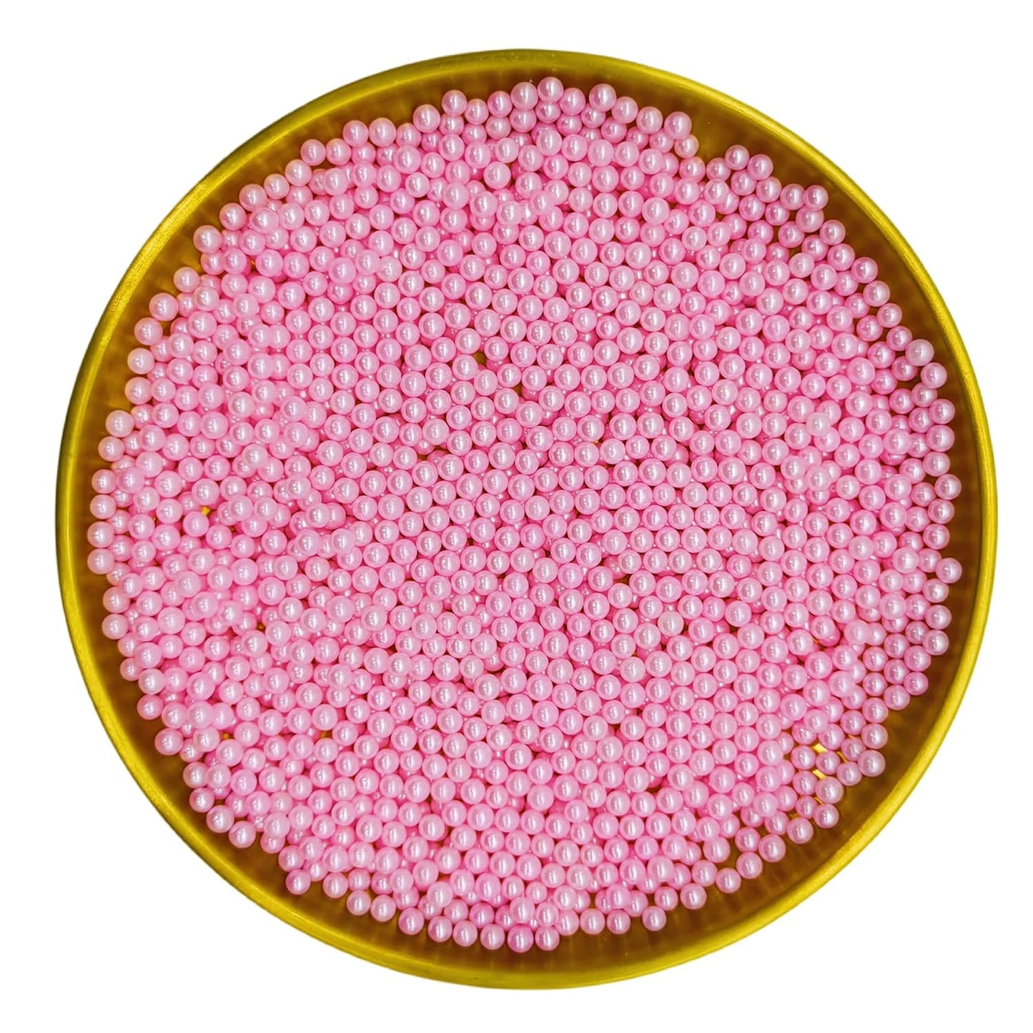 Edible Pink Pearl Sugar Sprinkles Candy 4mm Mini Pearls Cake Decorations Cupcake Toppers Cookie Decorating Perfect for Wedding Party Valentine Halloween Christmas Supplies 3OZ
