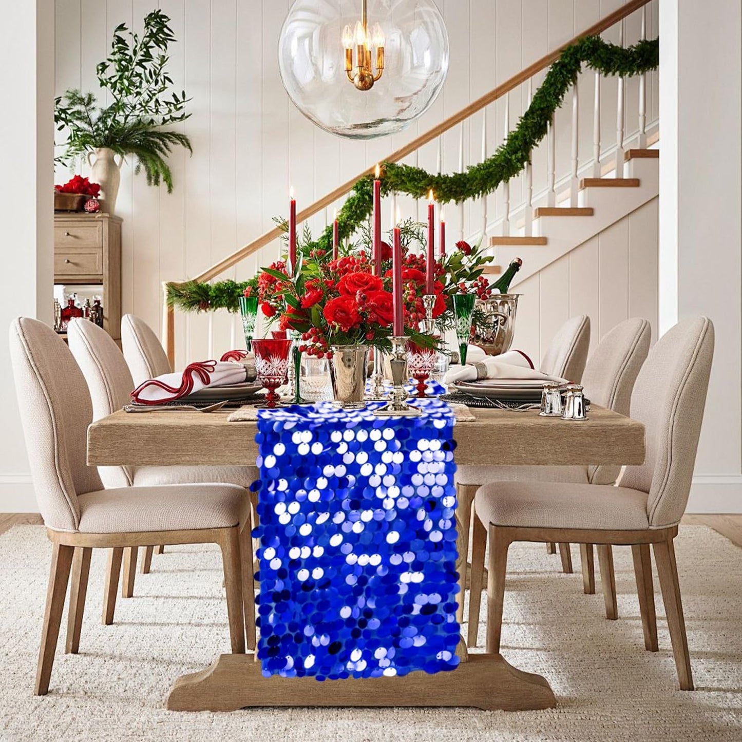 VHH Sequin Table Runner 12 x 108 inches Royal Blue Table Runner, Glitter Runner for Party Wedding Birthday, Party Spring Easter Rustic, Birthday Supplies Decorations (1 Pack).