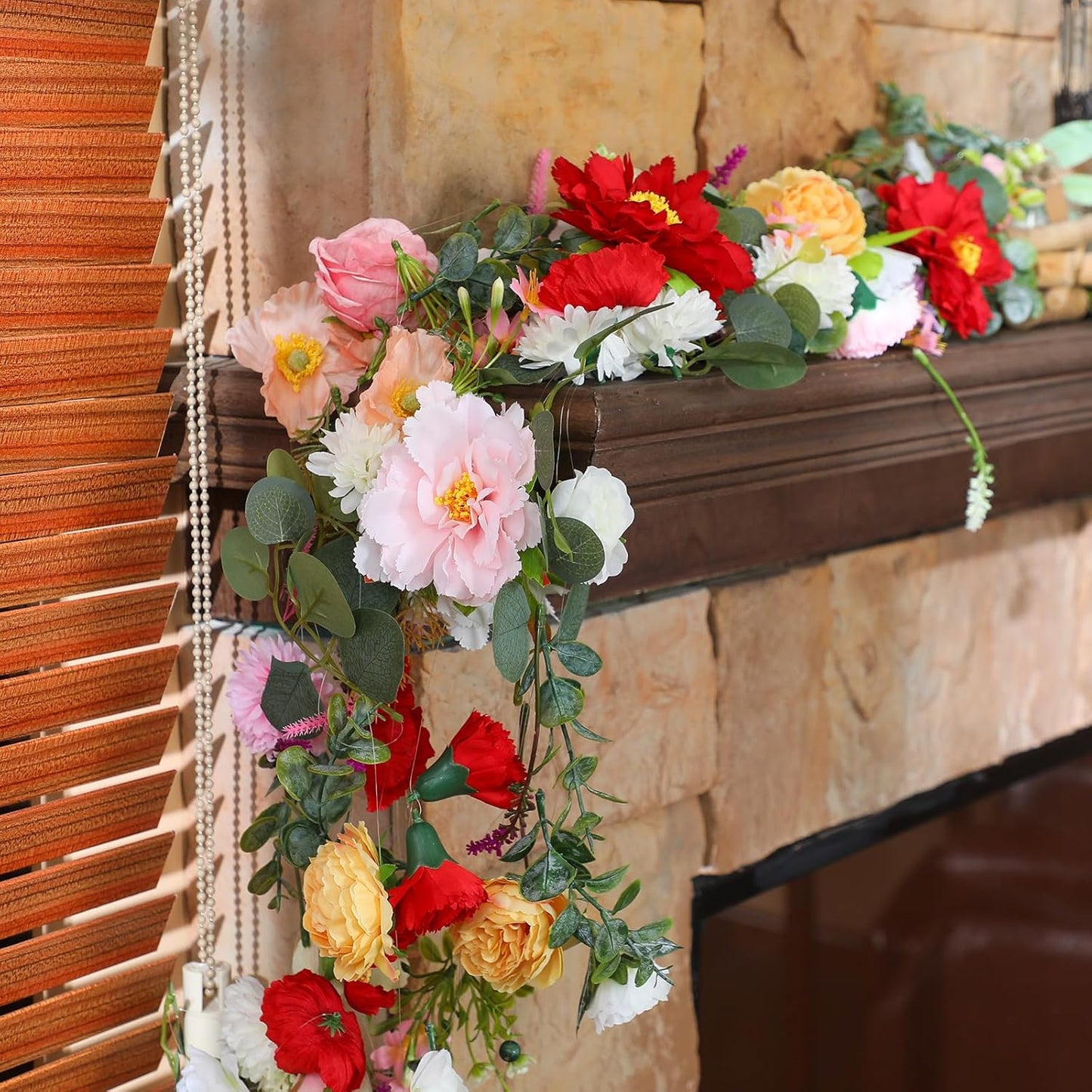 XunYee 6 Pcs 35.4 ft Flower Garlands Hanging Wildflower Backdrop Decoration Artificial Floral Garlands Fake Flower Vines Faux Silk Wildflower Decor for Halloween Fall Wedding Garden Wall Arch(Floral)