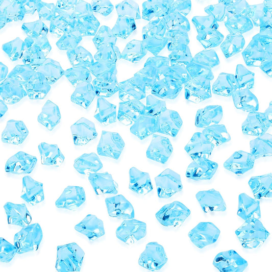 YATOJUZI 500pcs Fake Ice Cubes Sky Blue Acrylic Crushed Rocks Vase Fillers Plastic Diamonds Gems for DIY Party Wedding Centerpiece Table Scatter Prop Display 0.5" (Only Sky Blue)