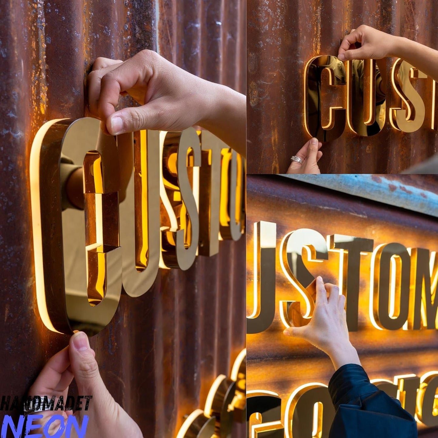 Custom Led Sign Business Logo Lights Signage Letters Backlit With Name Light Up Personalized Illuminated Name Address Sign for Wall Company Storefront Home Office Salon Cafe Studio