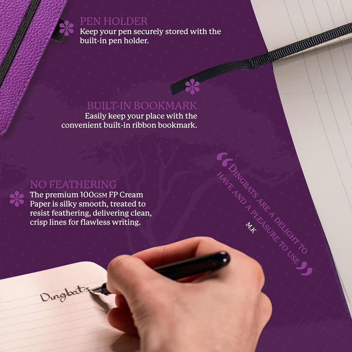 Dingbats* Wildlife Plain Writing Journal Notebook A5 - Vegan Leather Hardcover - Ideal for Work, Travel - Pocket, Elastic Closure, & Bookmark