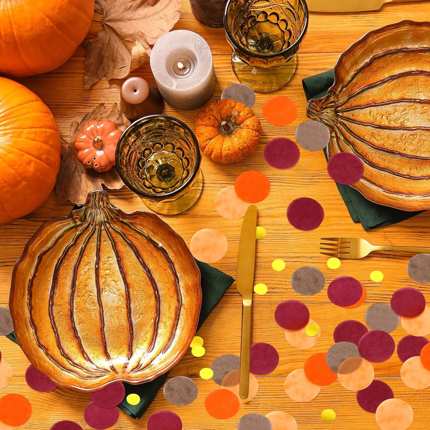 Skylety 1 Inch Thanksgiving Confetti for Table Decorations Orange Autumn Thanksgiving Party Decorations for Friendsgiving Harvest Party Supplies, 60g of Pack